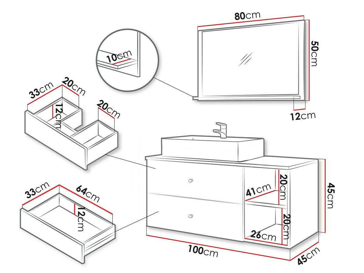 Conjunto para casa de banho Ophruvi 100 (Castanho claro)