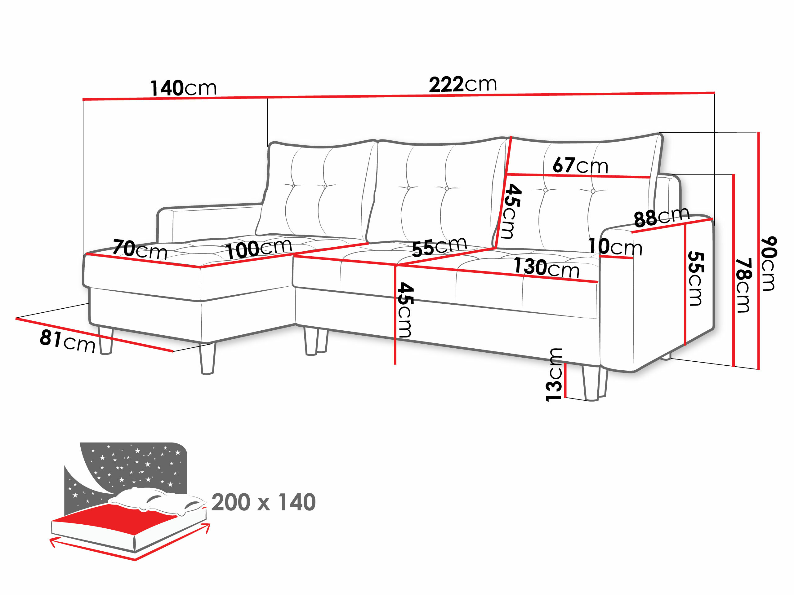 Sofá de canto Boulder 100 (Malmo 41)