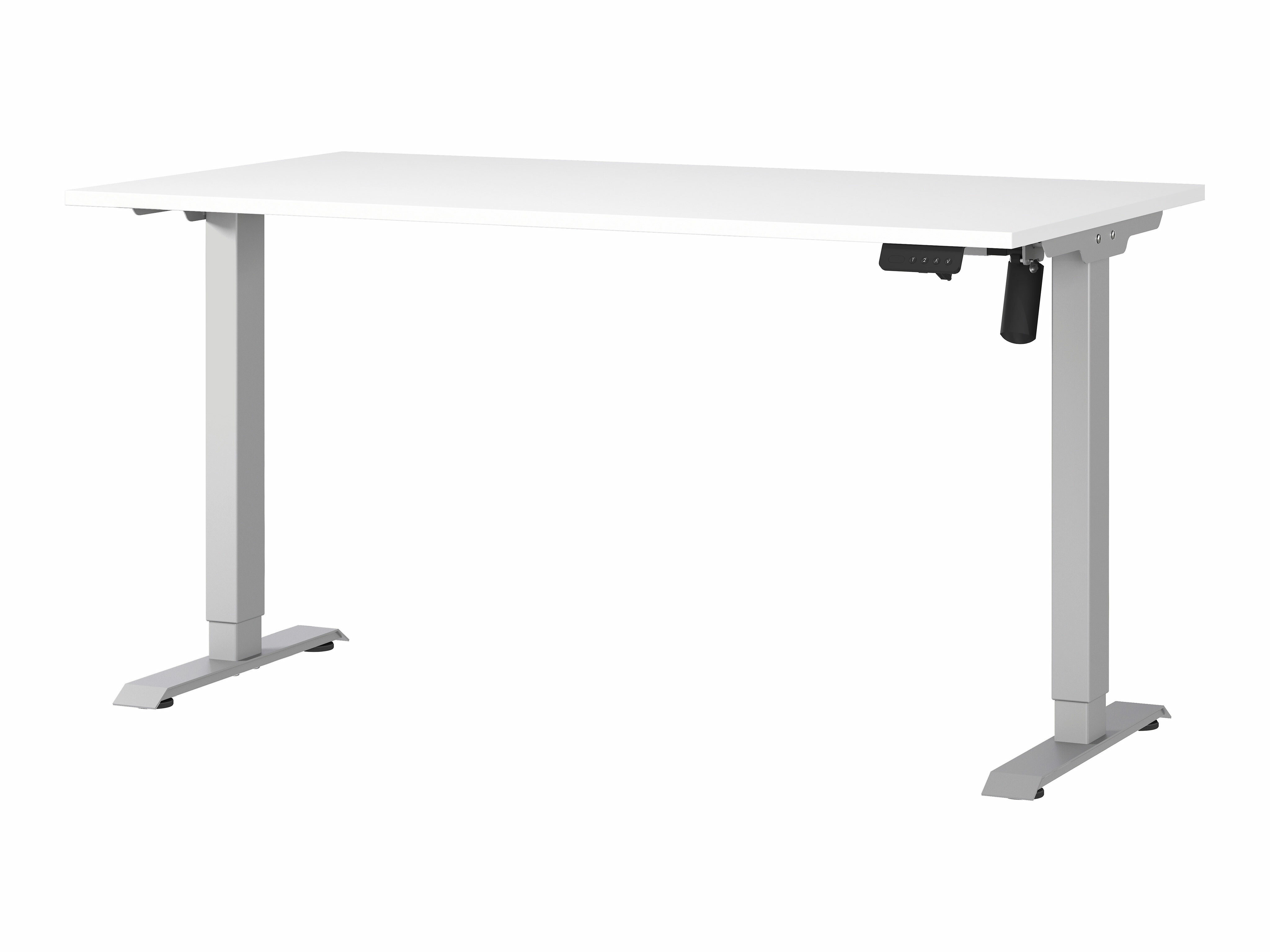 Secretária de trabalho com altura ajustável Lartesi 116 (Branco + Prateado)