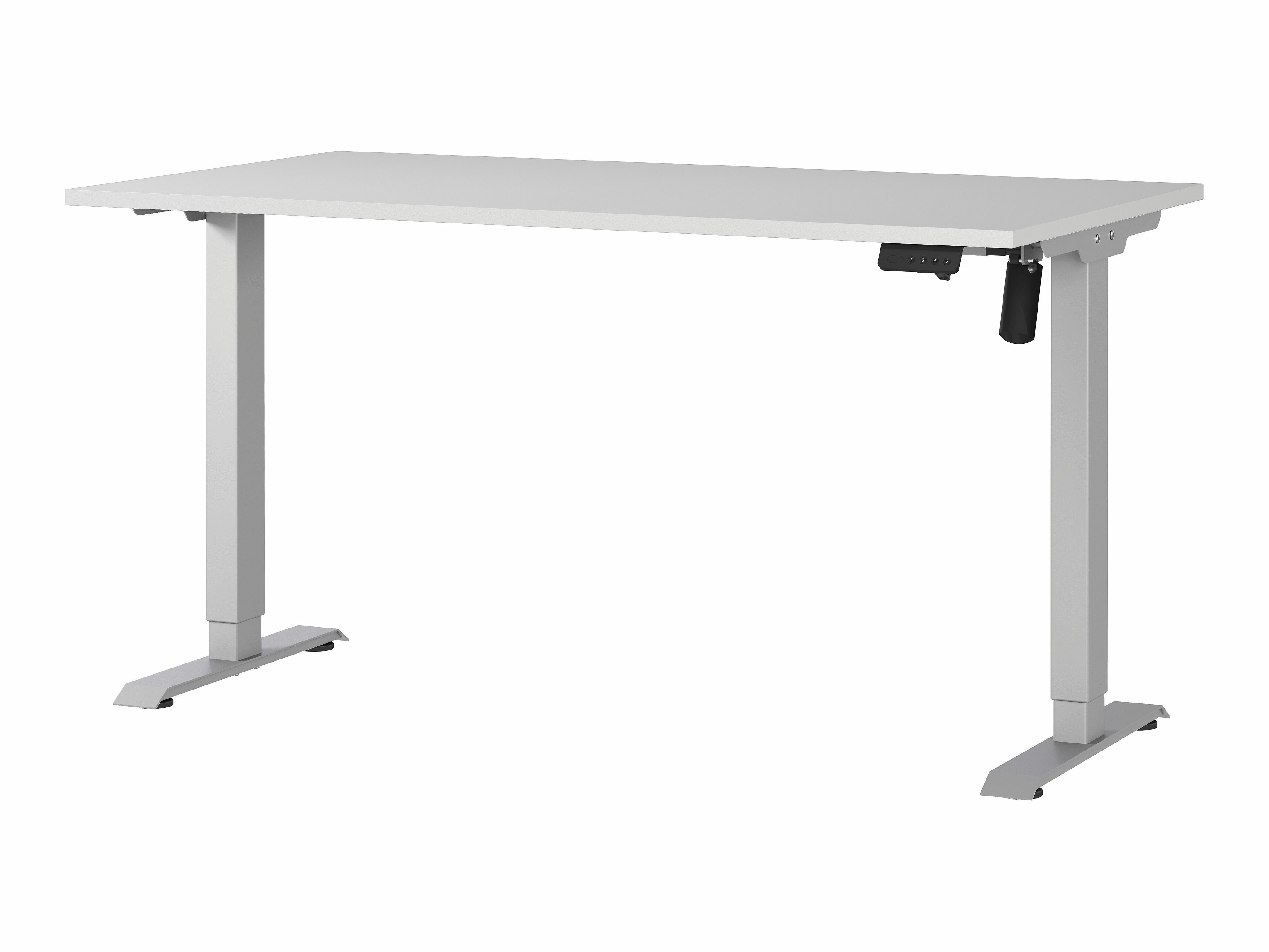 Secretária de trabalho com altura ajustável Lartesi 116 (Cinzento claro + Prateado)