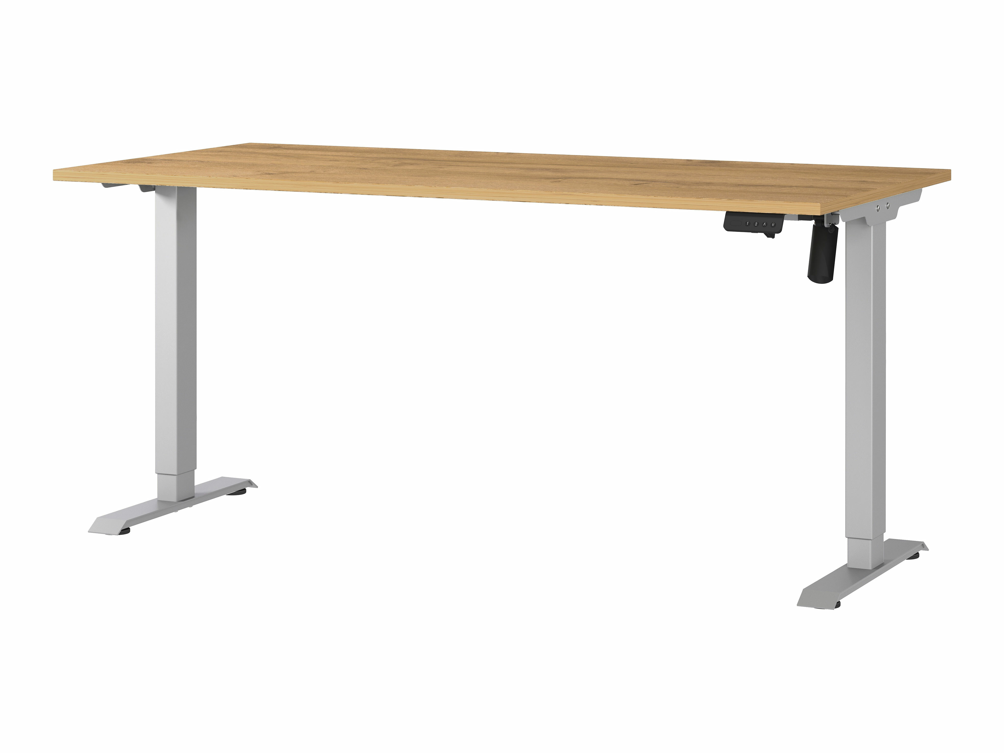 Secretária de trabalho com altura ajustável Lartesi 117 (Carvalho Grandson + Prateado)