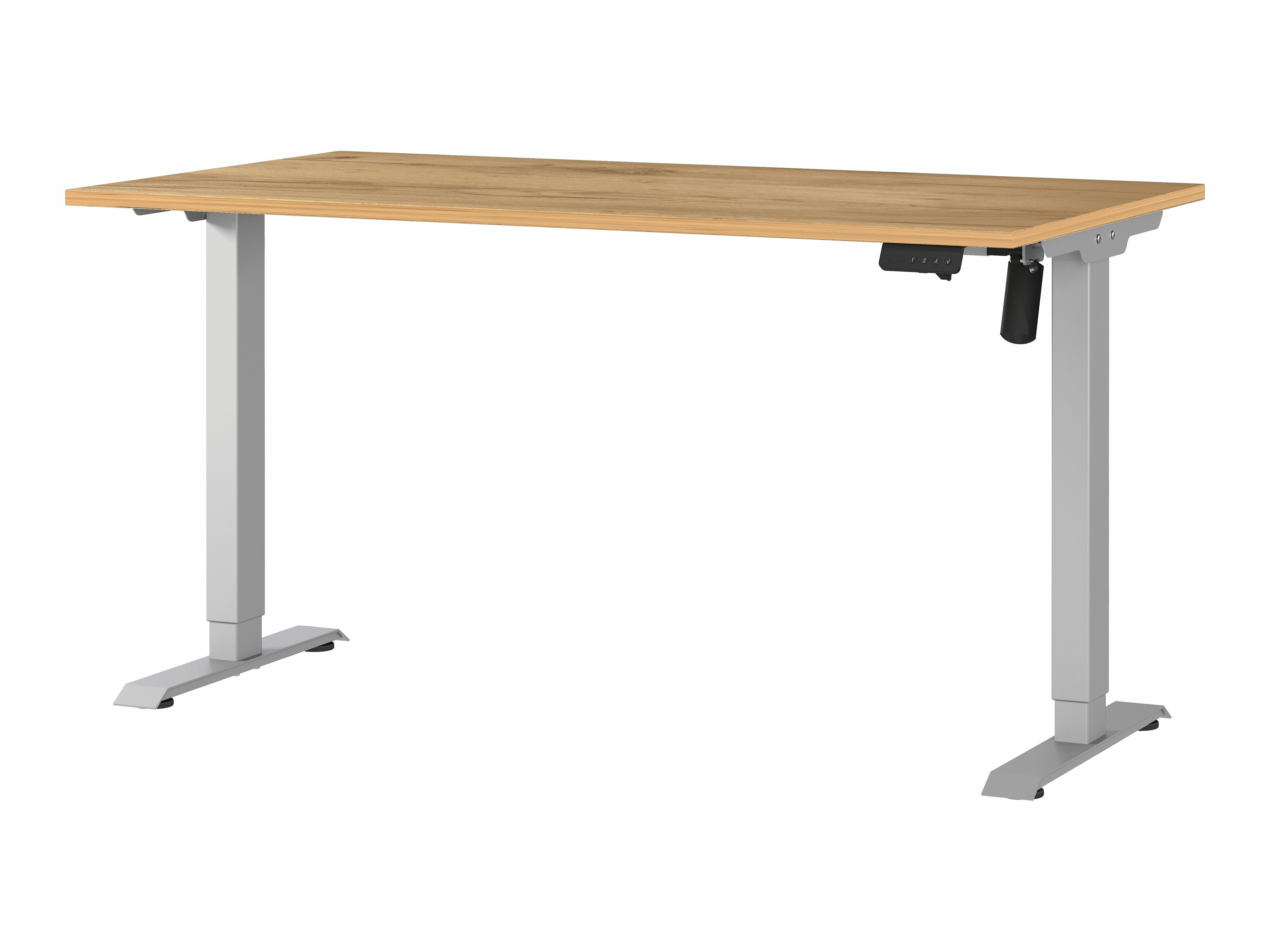 Secretária de trabalho com altura ajustável Lartesi 116 (Navarra carvalho + Prateado)