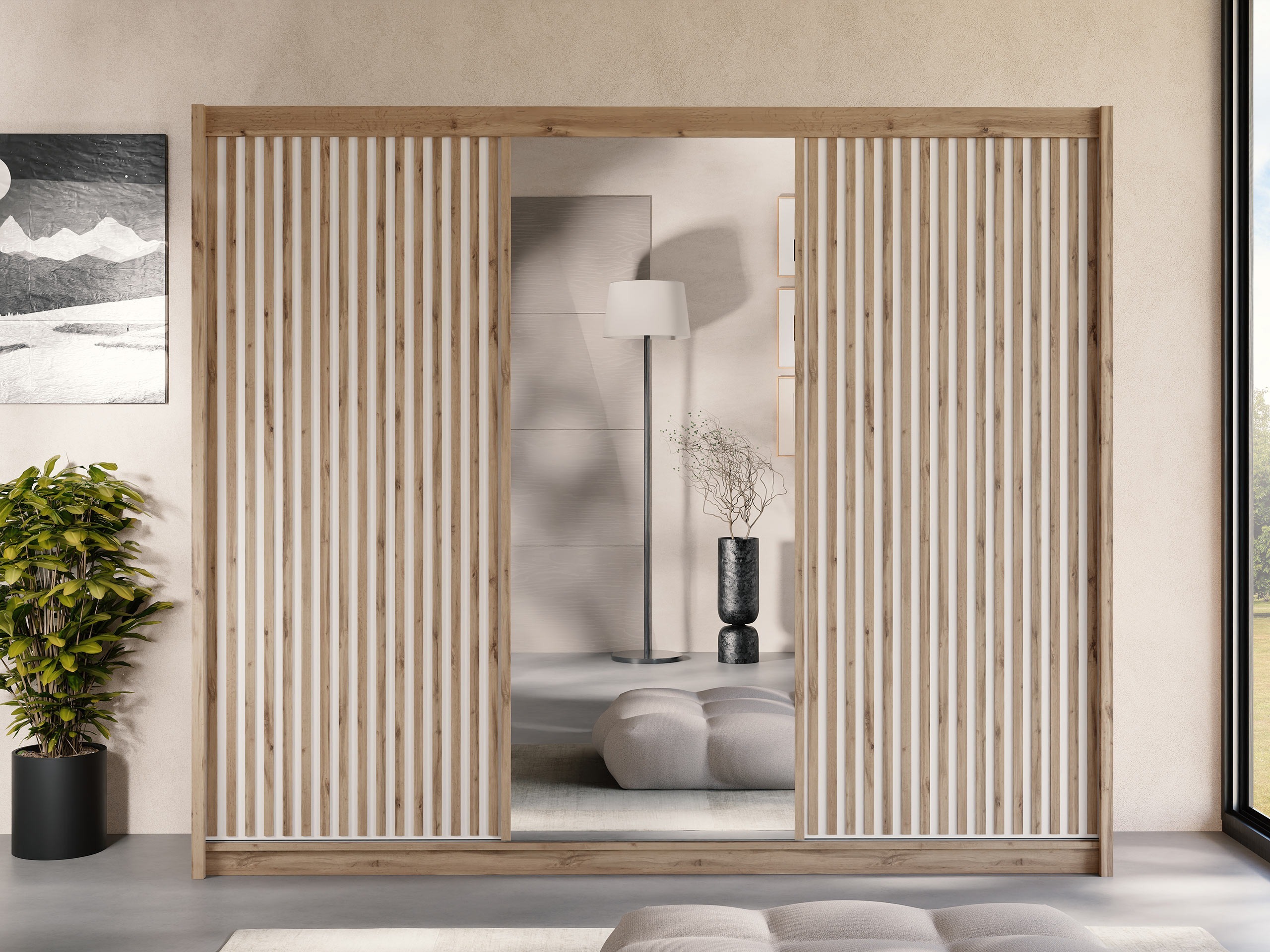 Roupeiro Honolulu 275 (Carvalho wotan + Branco)