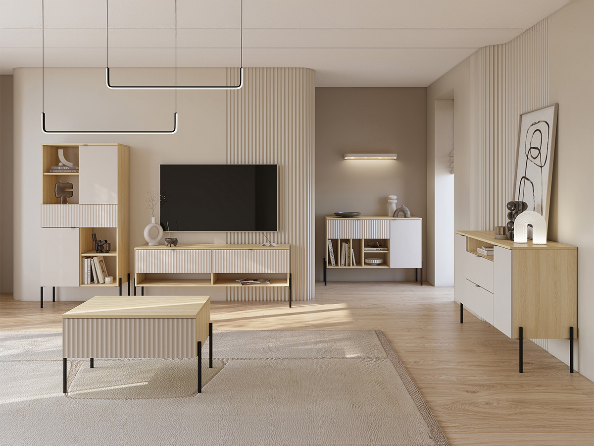 Conjunto para sala de estar Levtenu 119 (Carvalho + Caxemira)