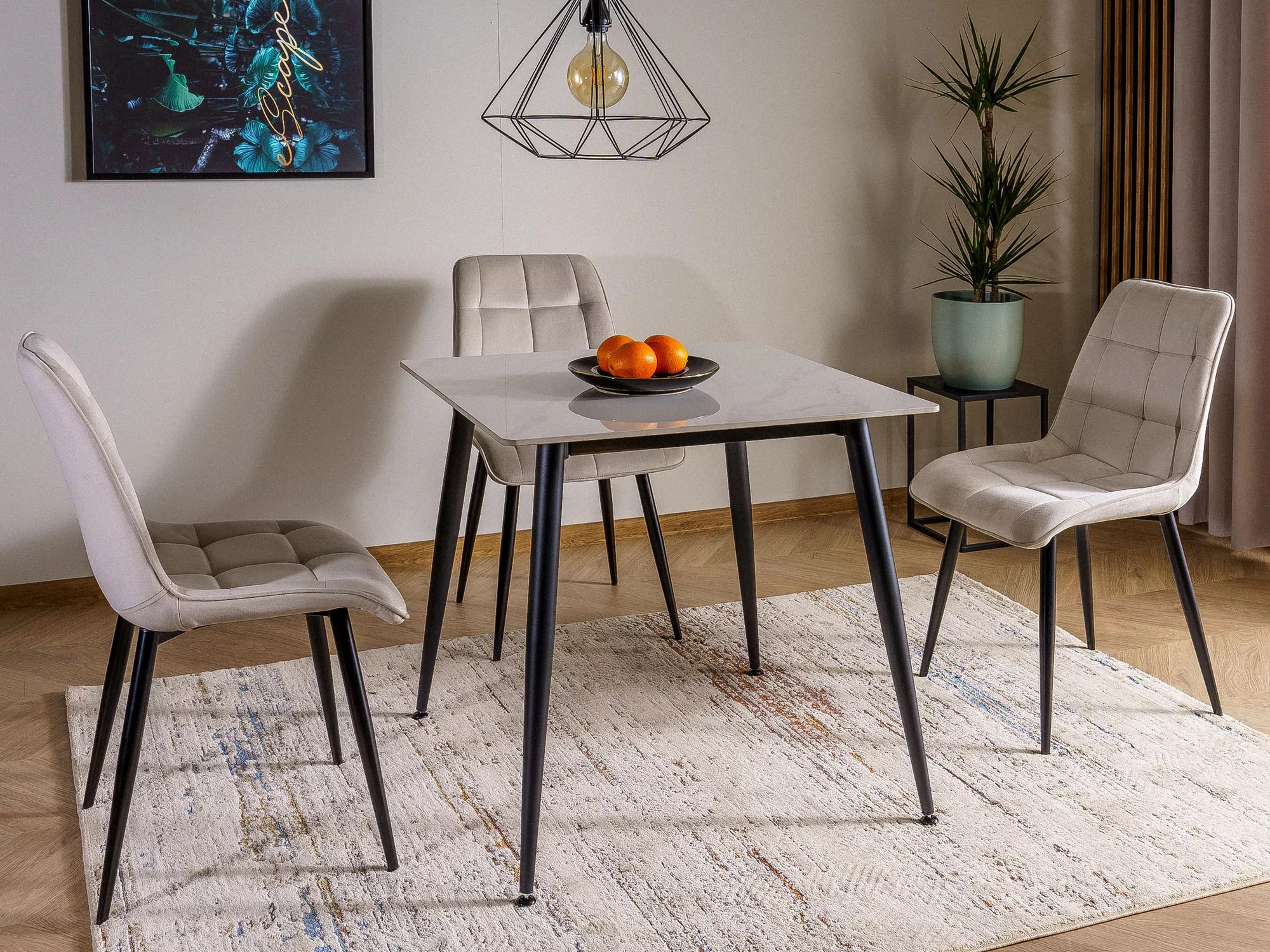 Mesa Detroit 876 (Marmore branco + Preto)