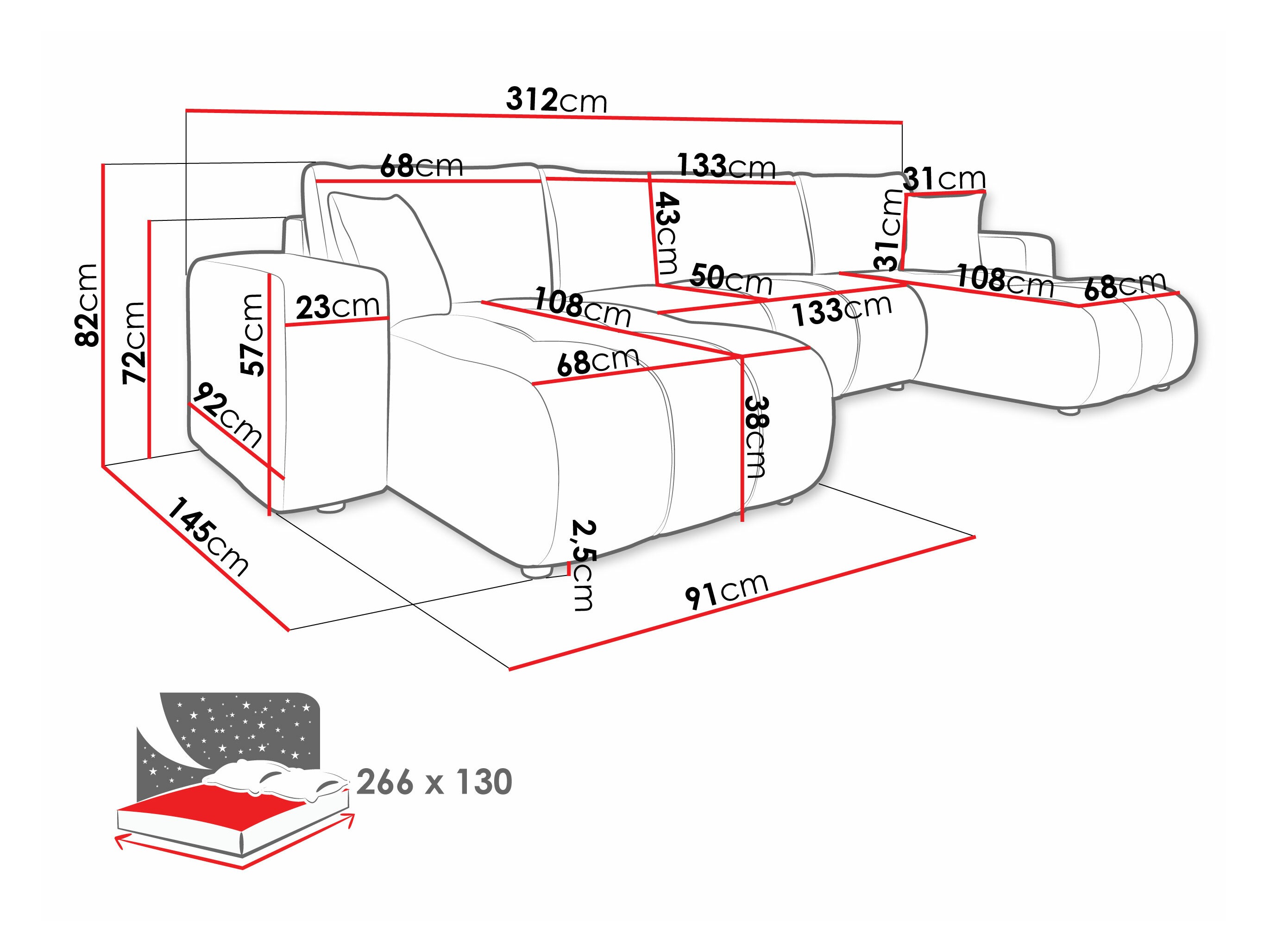 Sofá de canto Comfivo Laurus II (Velo 623)