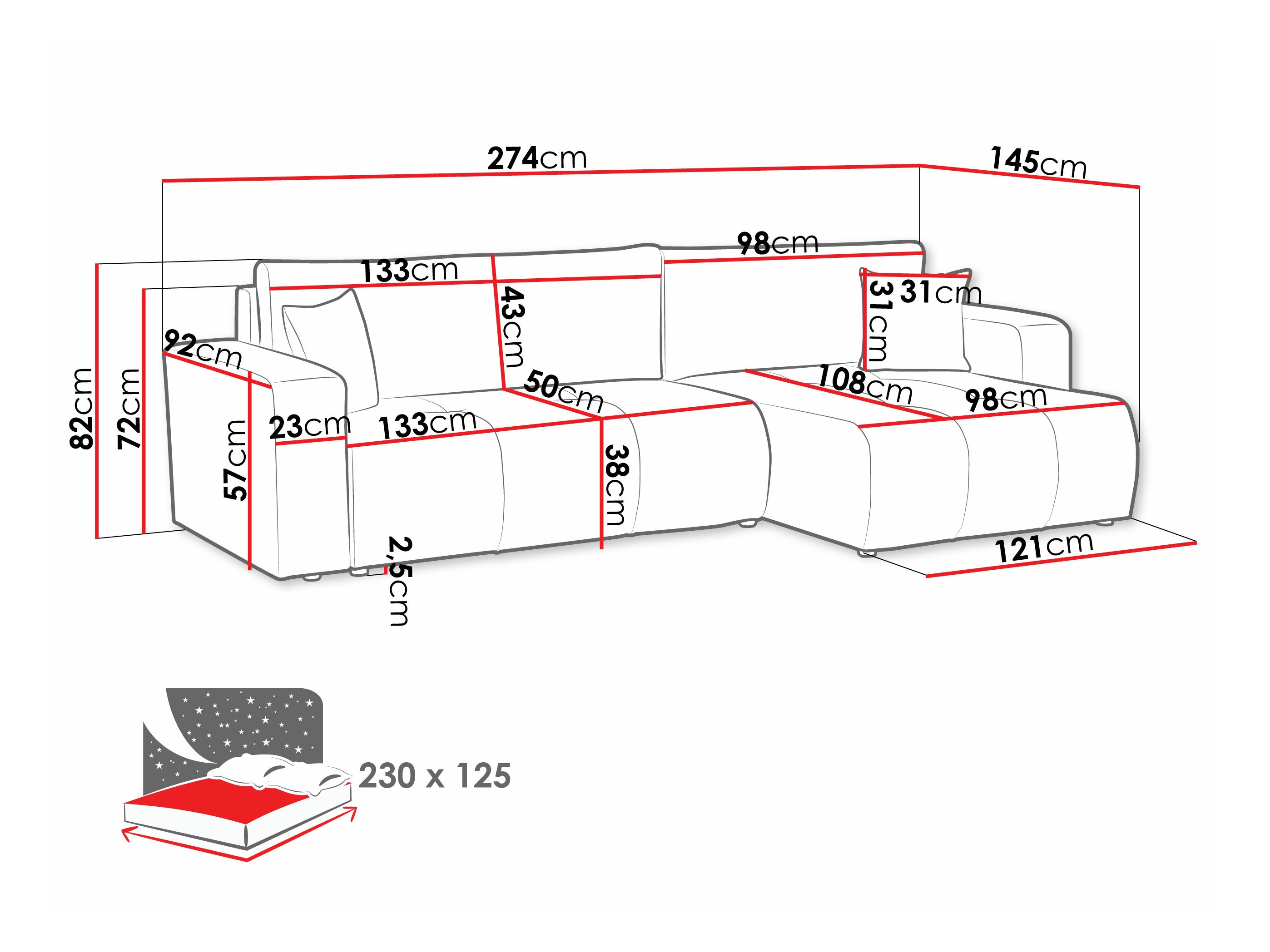 Sofá de canto Comfivo 425 (Velo 633)