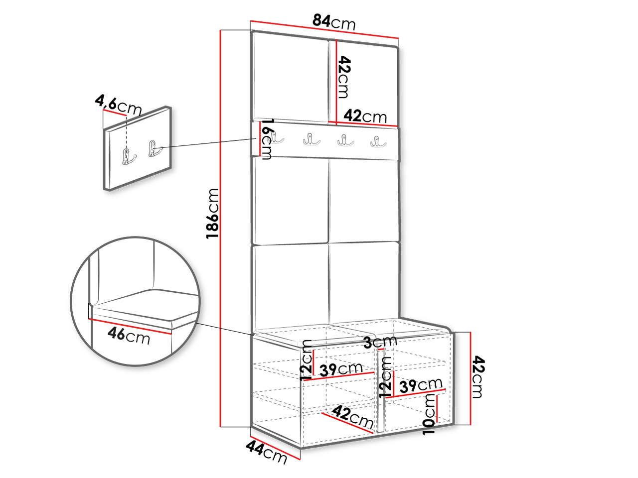Conjunto para corredor Hartford 267 (Grafite)