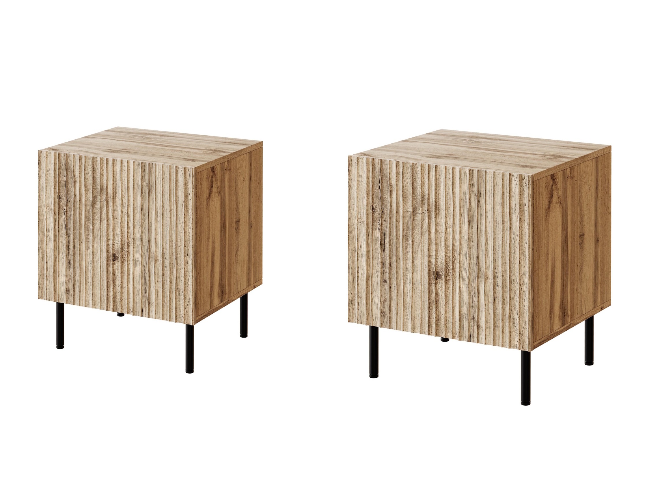 Conjunto de mesas de cabeceira Lorelbo 102 (Carvalho wotan + Preto)