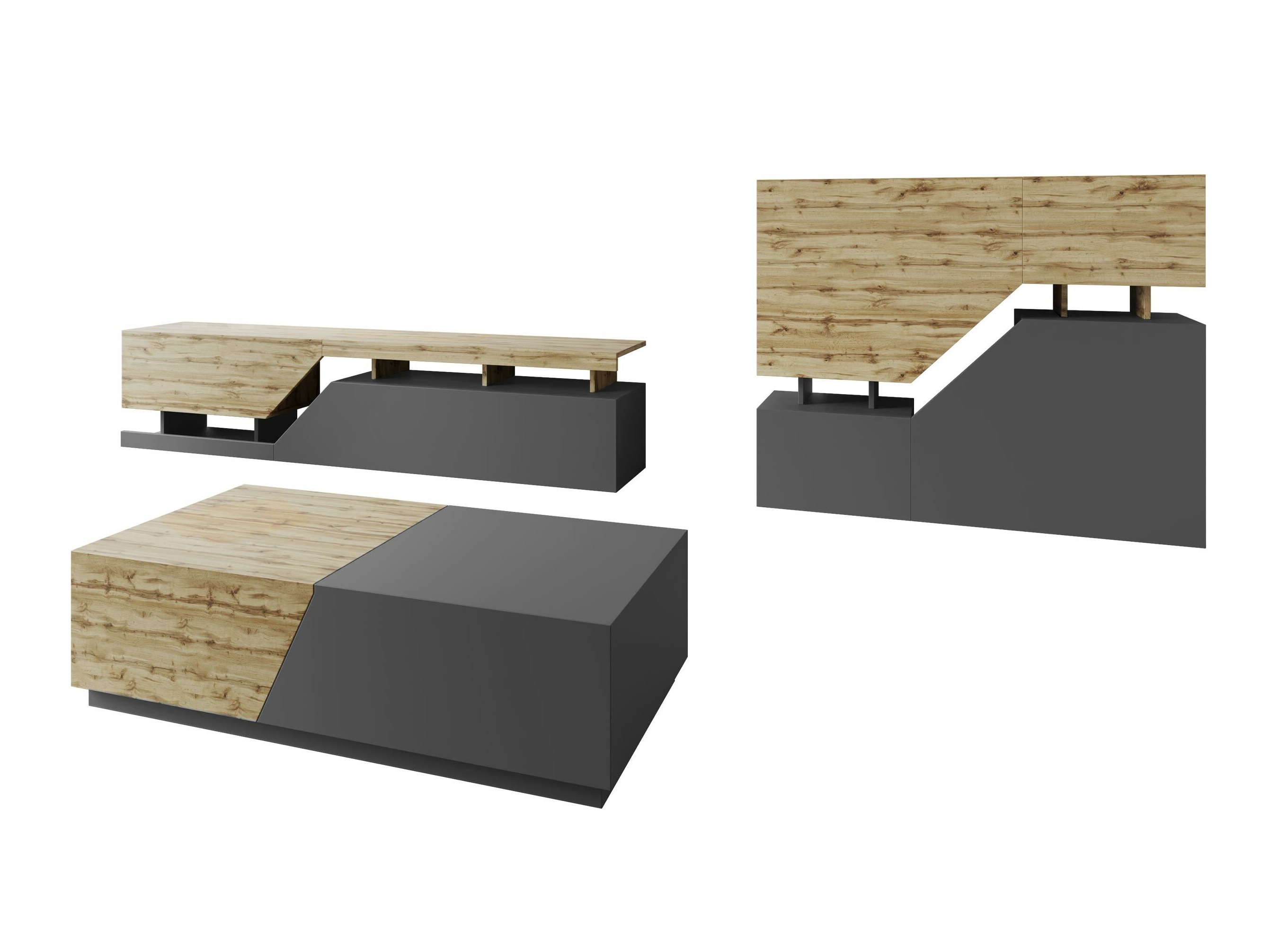 Conjunto para sala de estar Comfivo Daldune II (Antracite + Carvalho wotan)