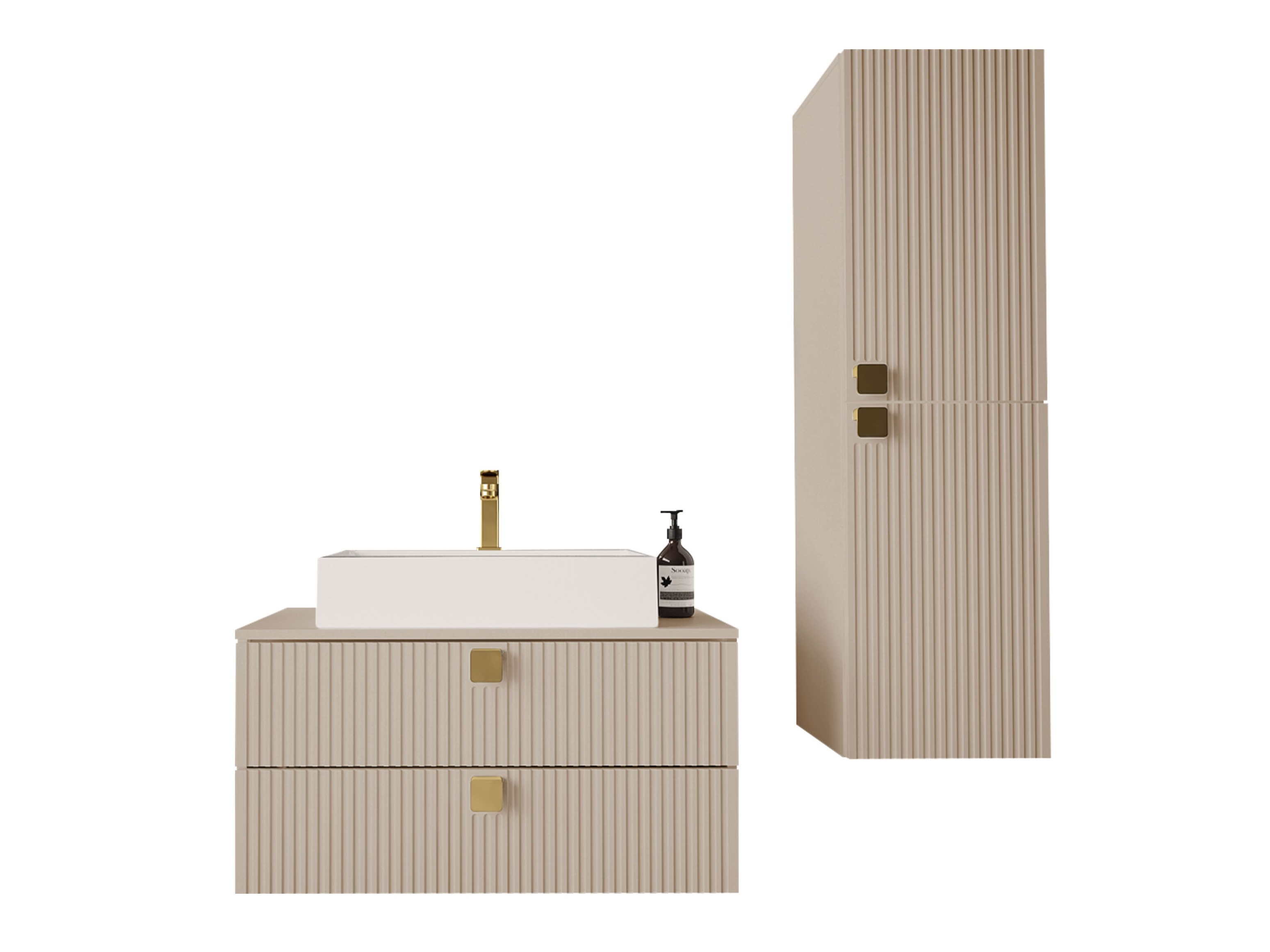 Conjunto para casa de banho Panium (Castanho claro)