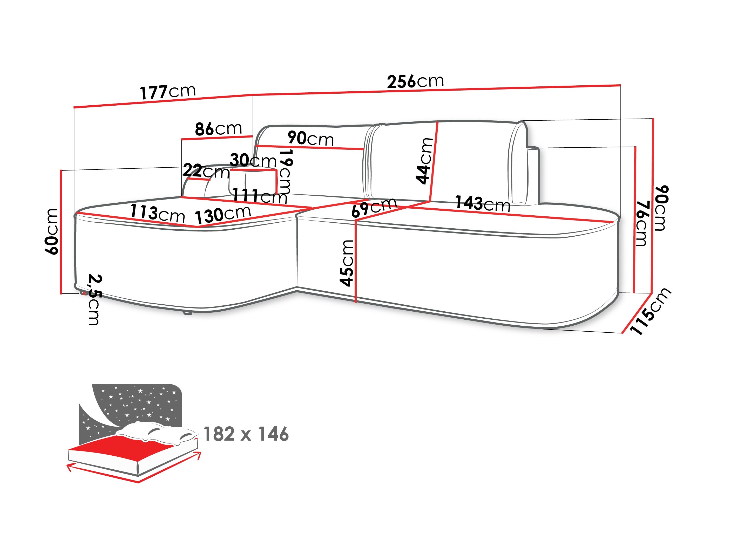 Sofá de canto Comfivo Sensus (Coral 65)
