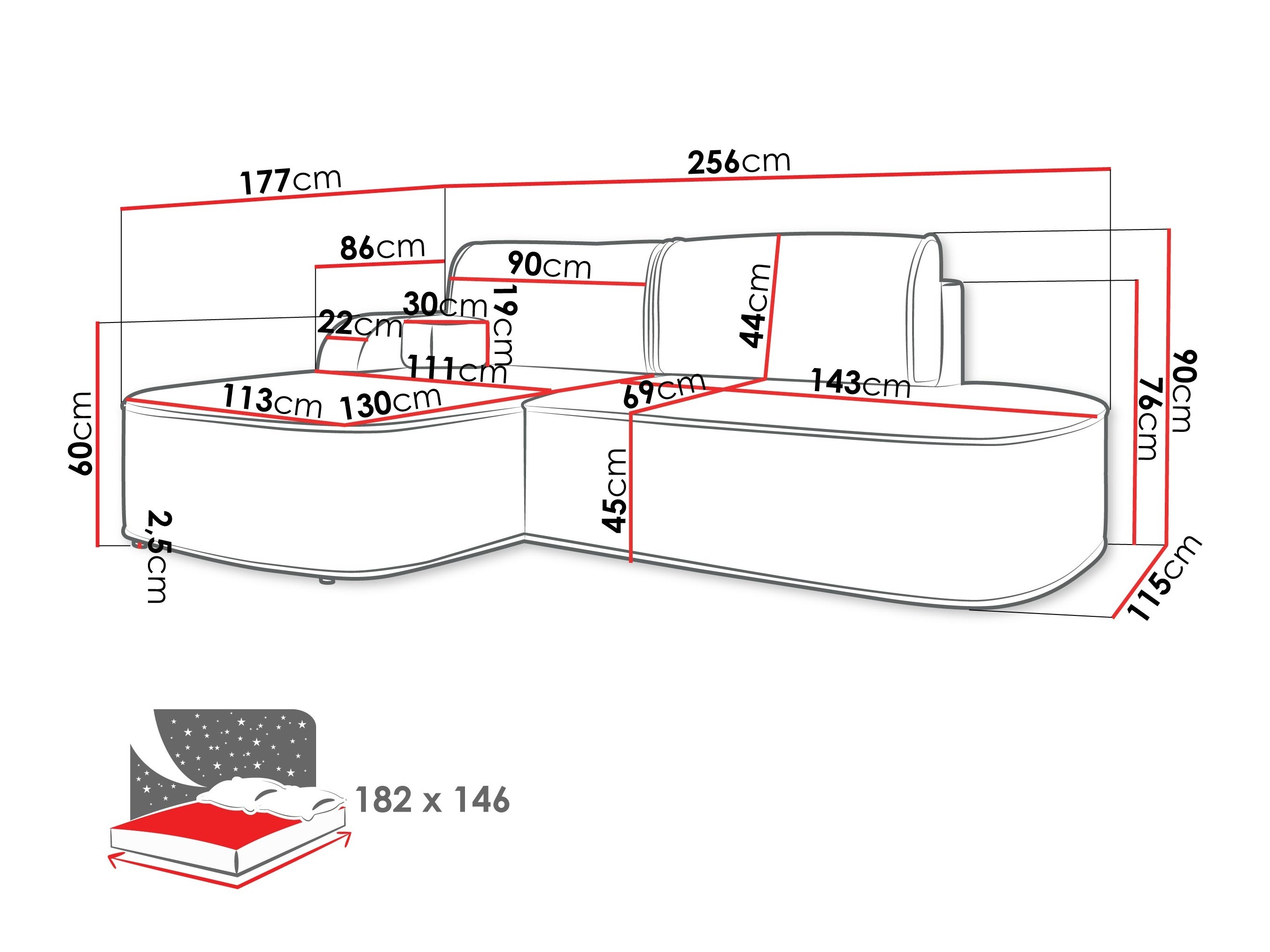 Sofá de canto Comfivo Sensus (Coral 65)