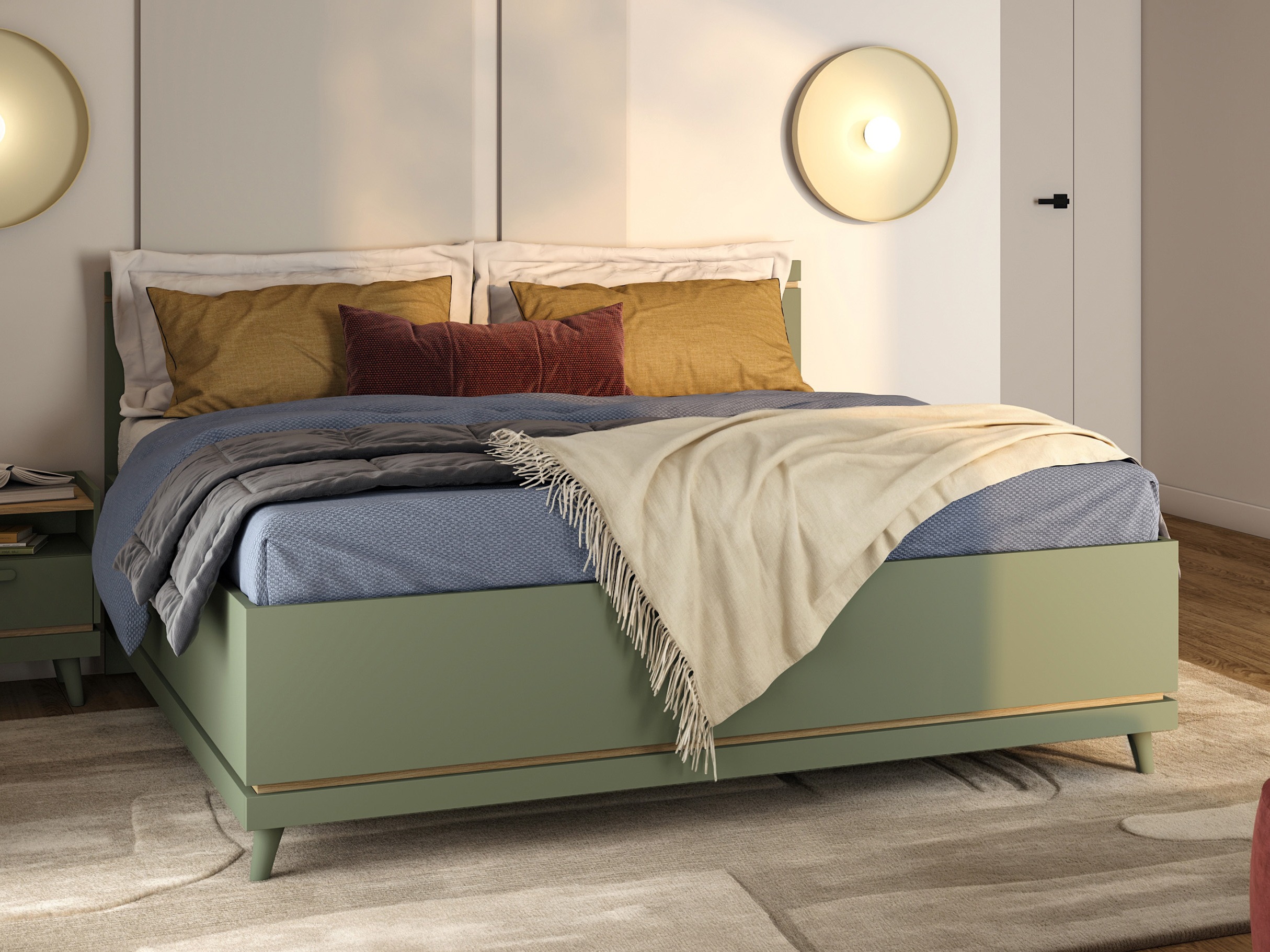 Cama Fertalu 107 (Verde + Carvalho)