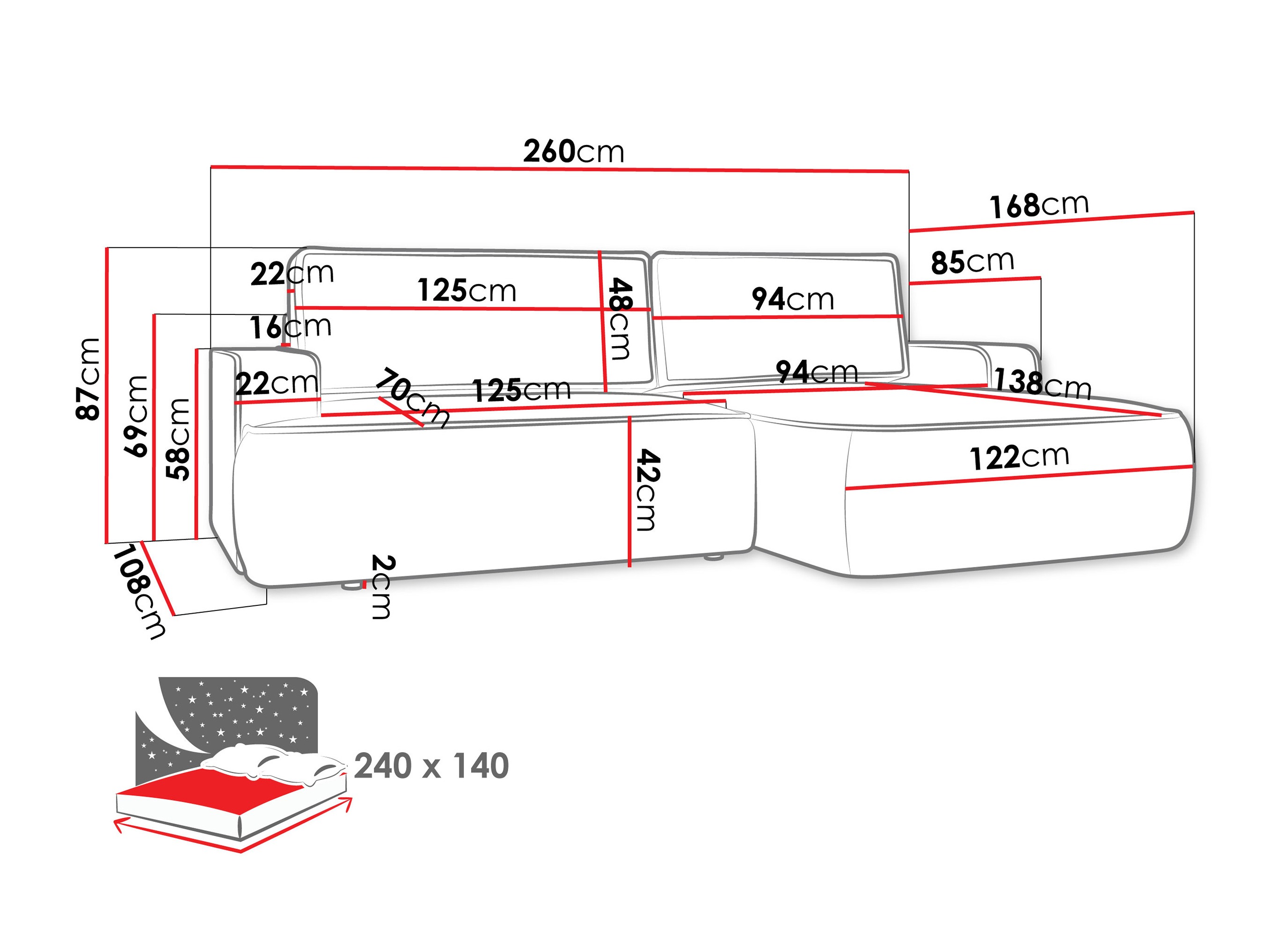 Sofá de canto Bountiful 102 (Velo 623)