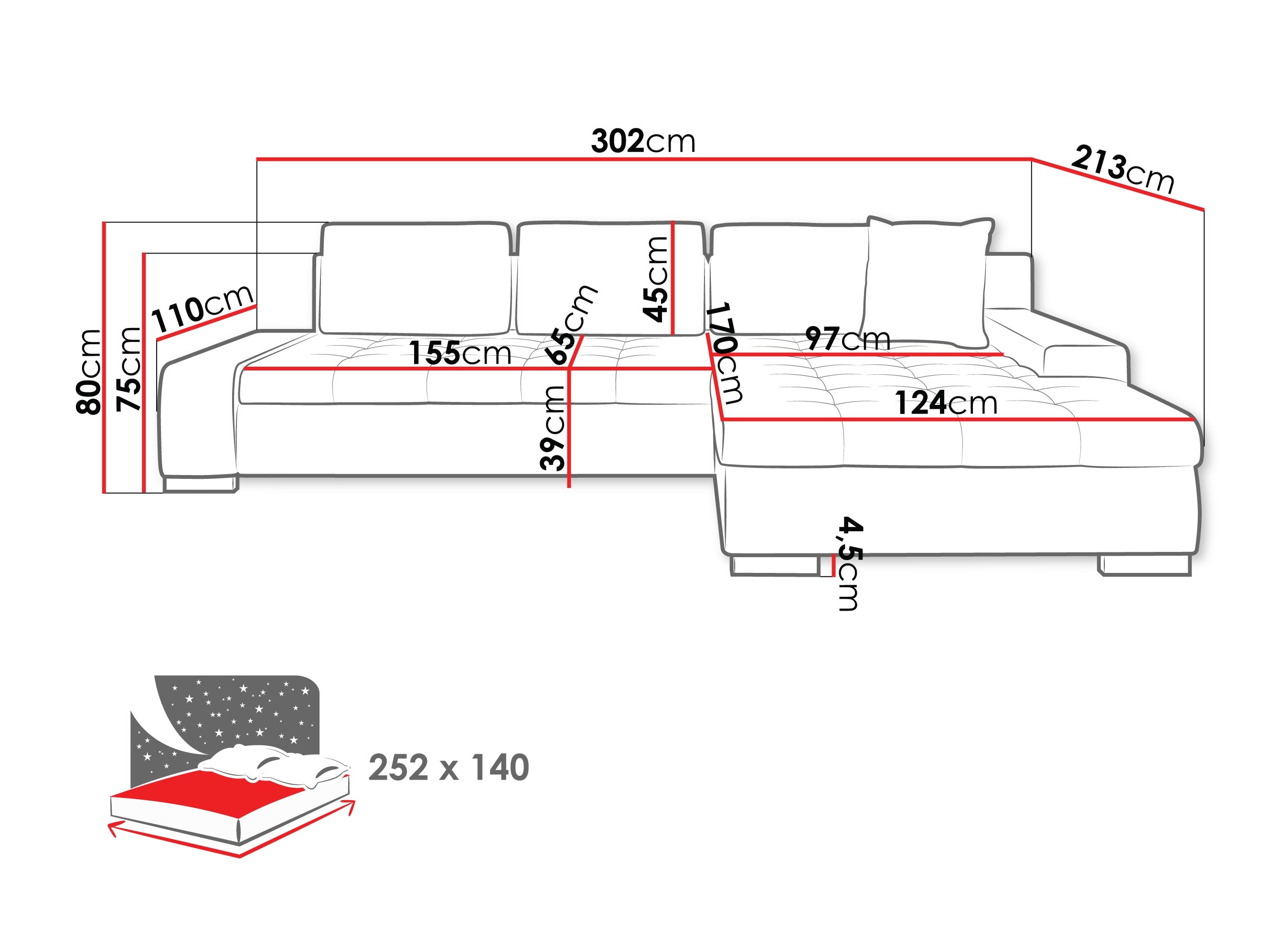 Sofá de canto Comfivo 147 (Pianão 26 + Mokka 82)