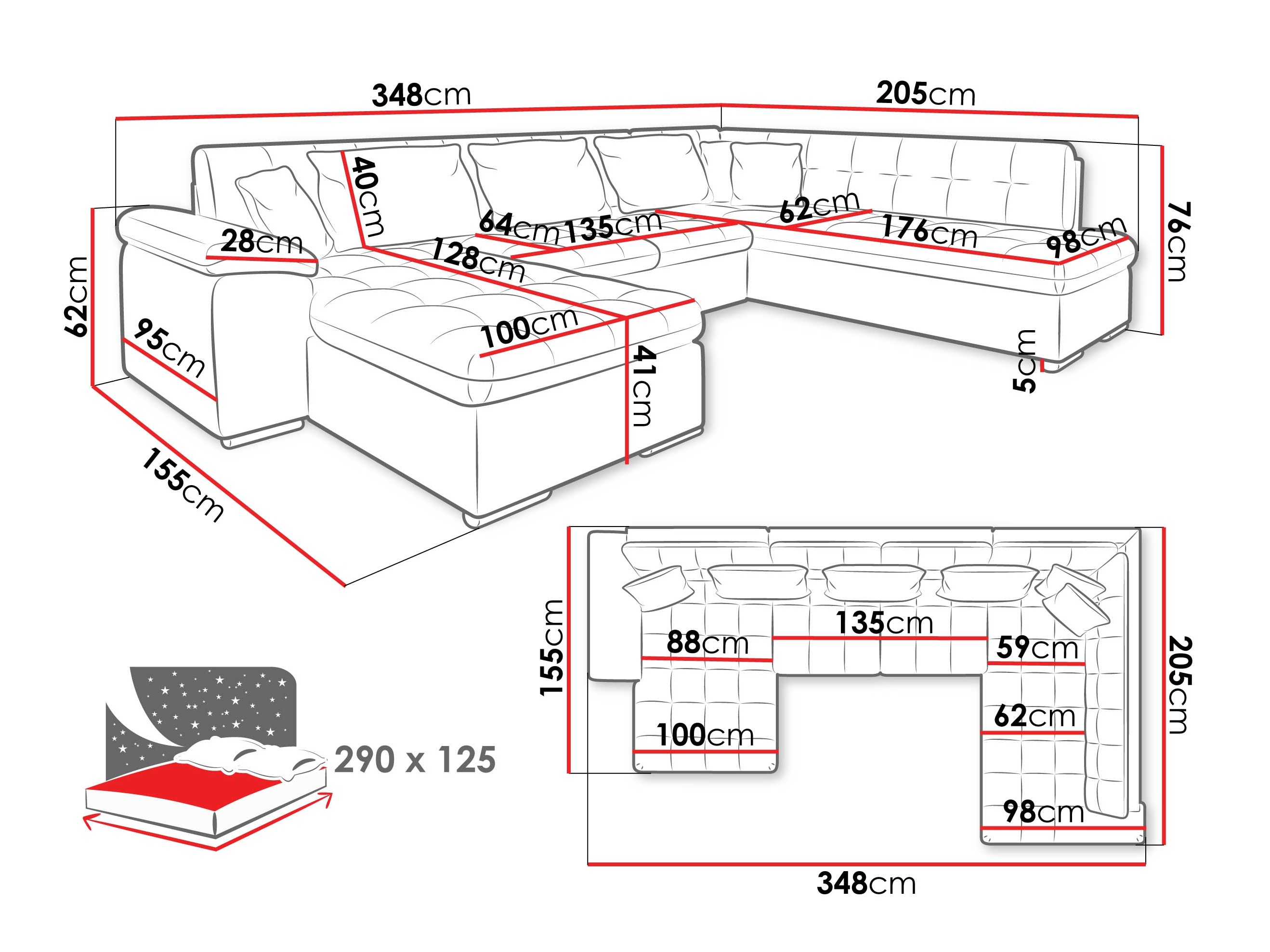Sofá de canto Comfivo 170 (Maya 09 + Corbett 78)