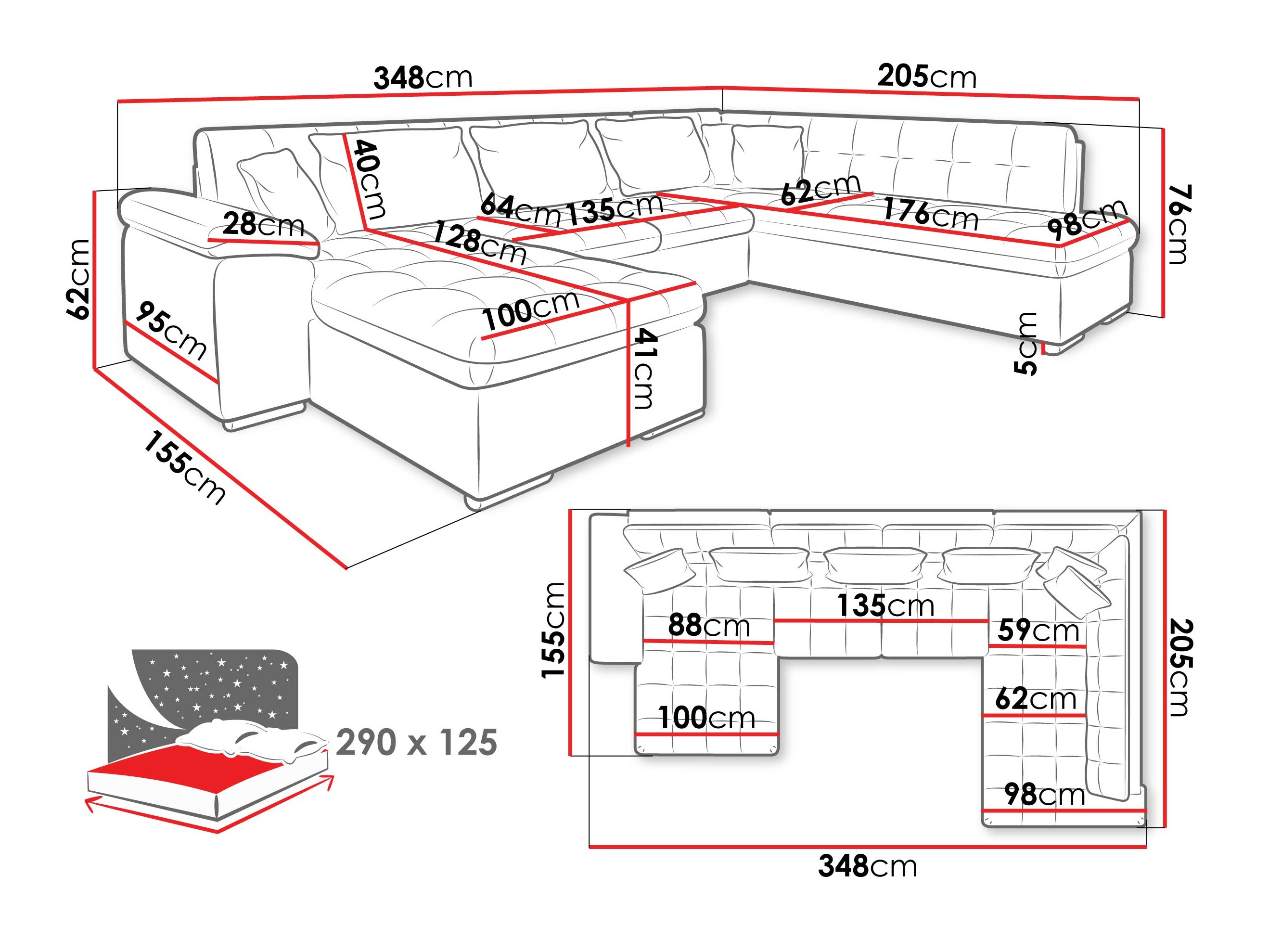 Sofá de canto Comfivo 170 (Maya 09 + Corbett 78)