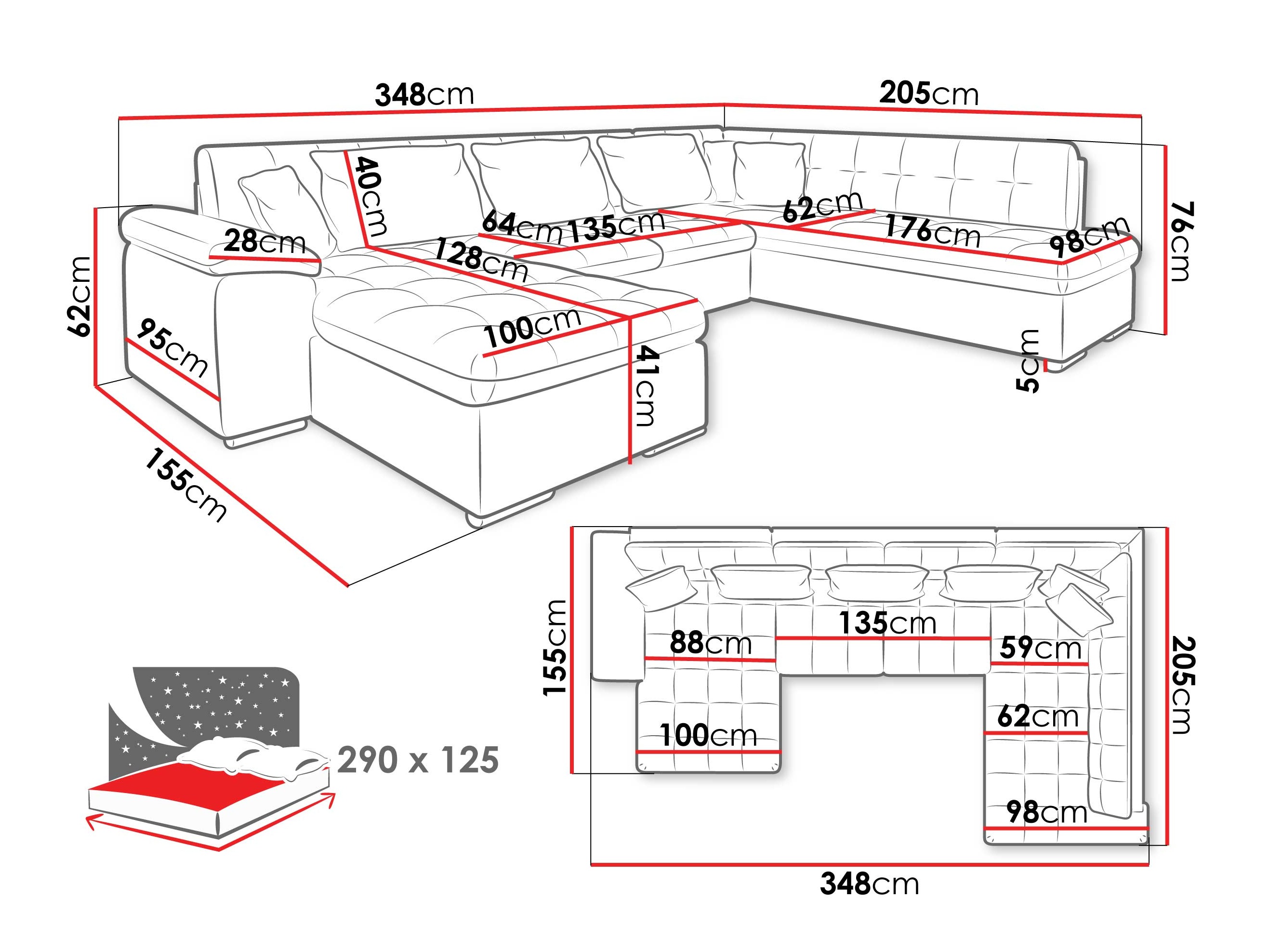 Sofá de canto Comfivo 180 (Maya 09 + Corbett 78)