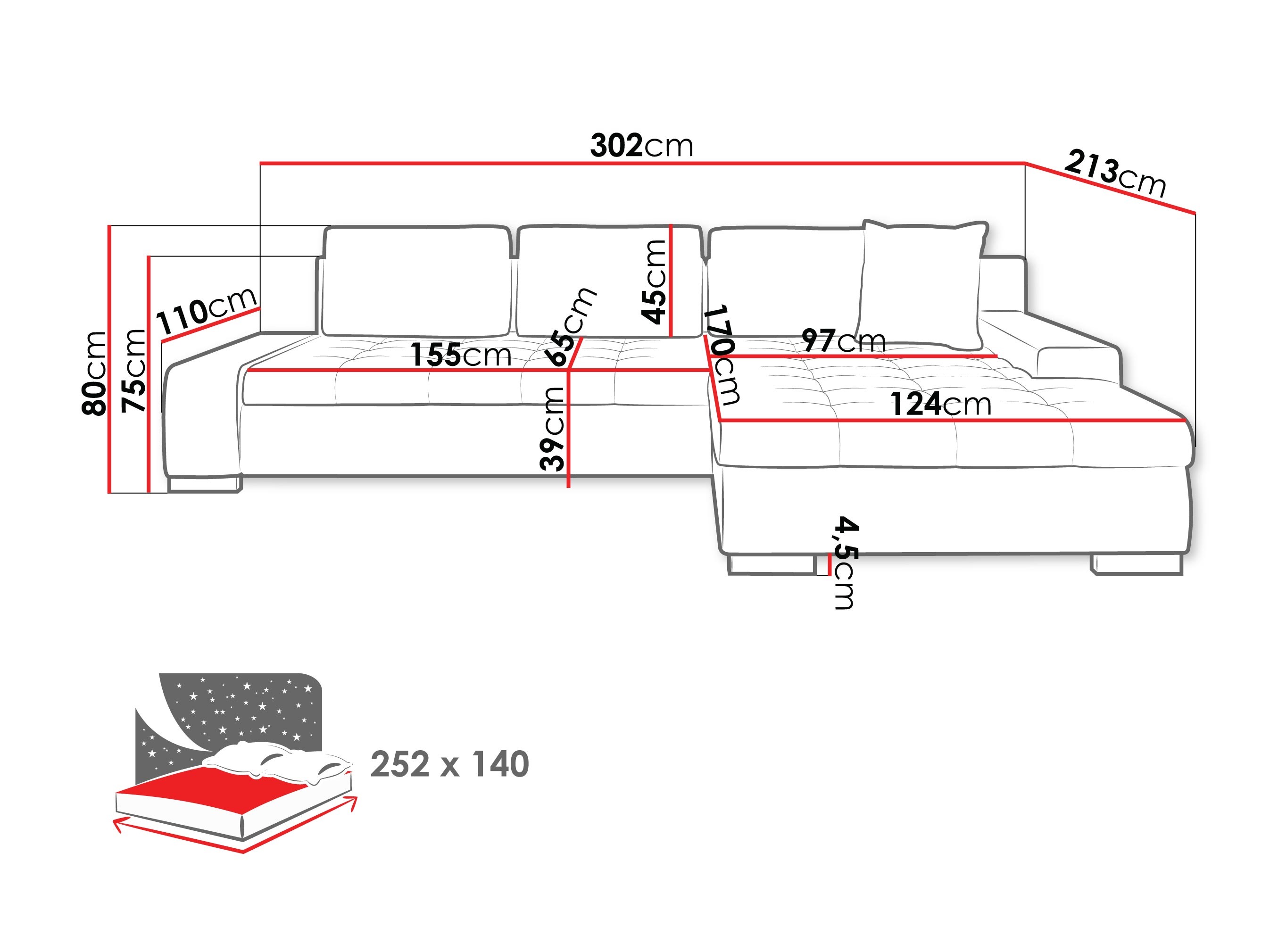 Sofá de canto Comfivo Nitor II (Piano 21 + Mokka 03)