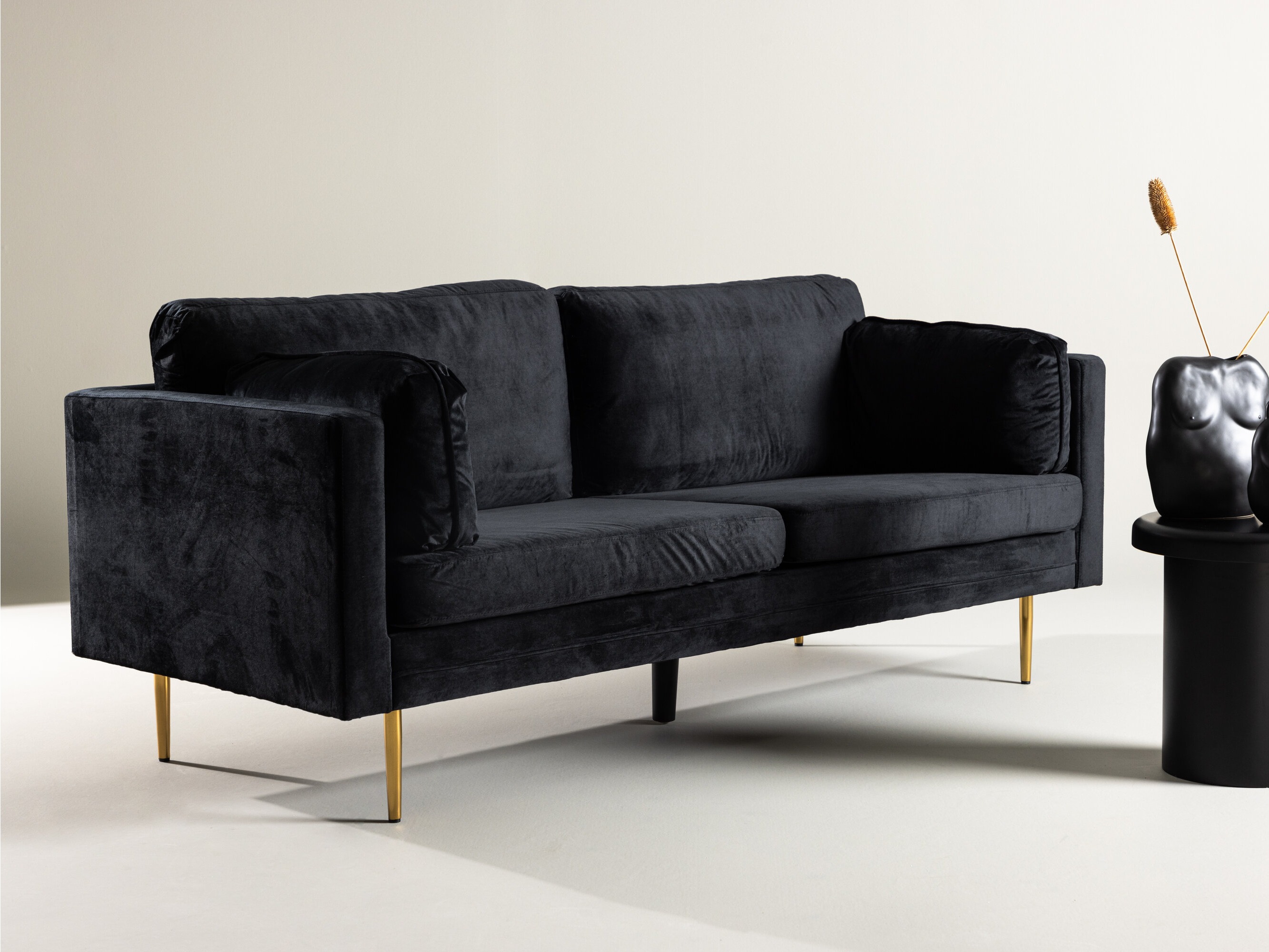 Sofá Dallas 101 (Preto + Dourado)