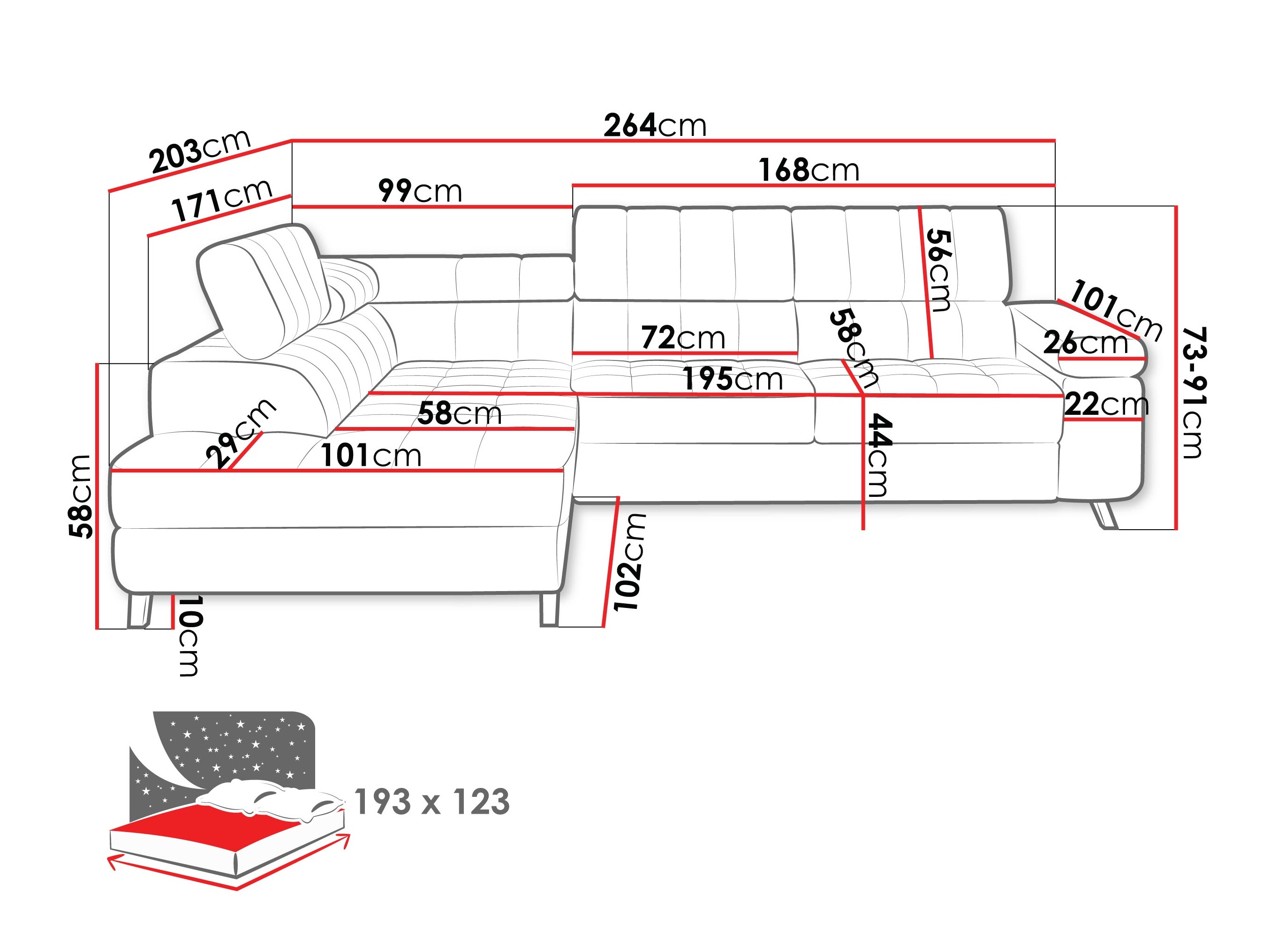 Sofá de canto Comfivo 207 (Manza 22)