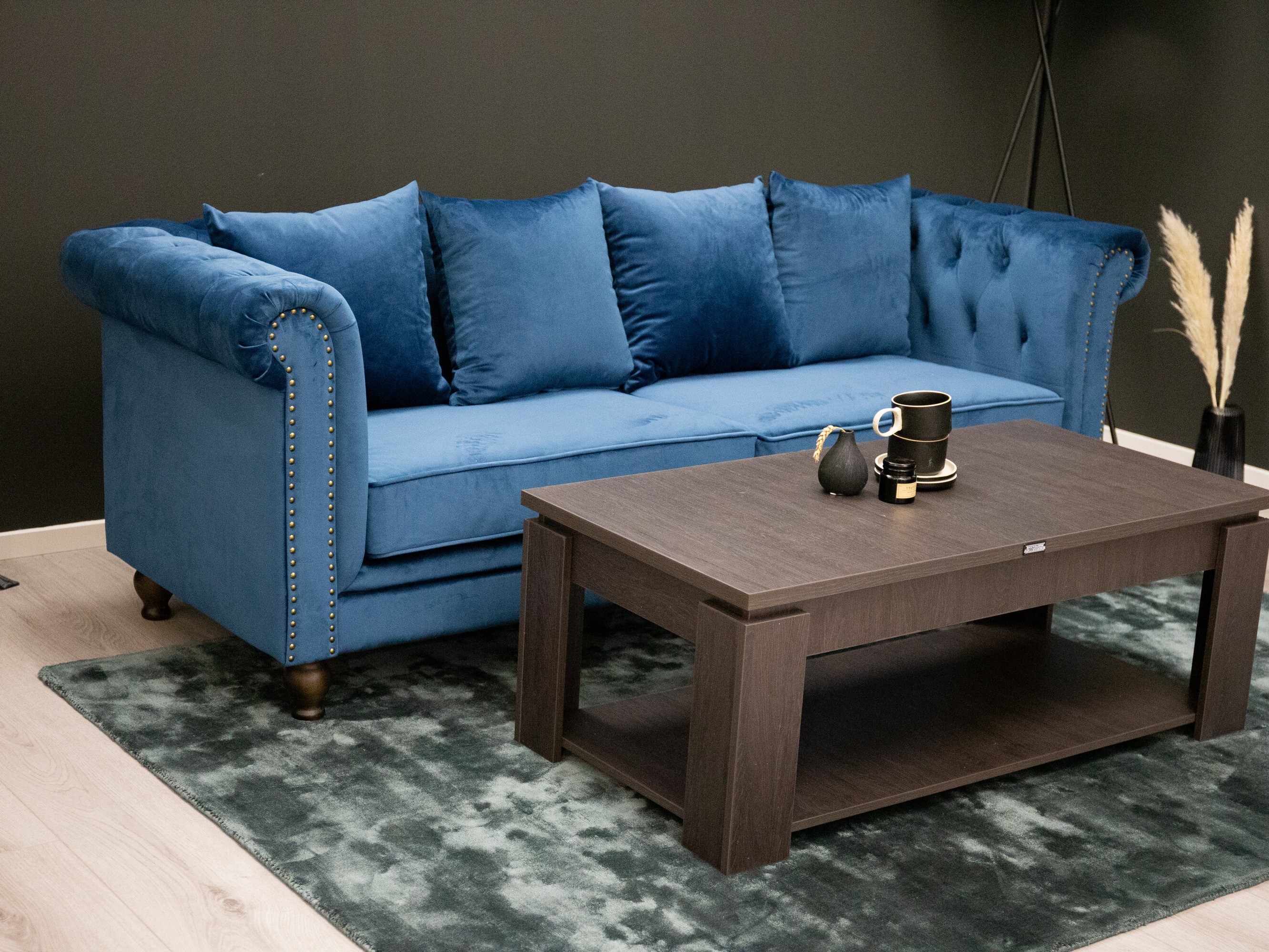 Chesterfield sofá Dallas 255 (Azul)