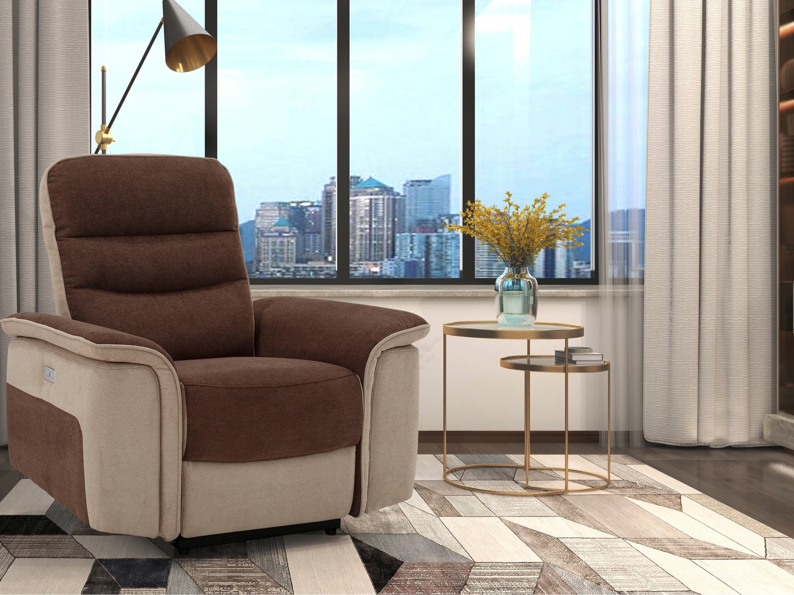 Poltrona reclinável Denton 680 (Castanho + Bege)