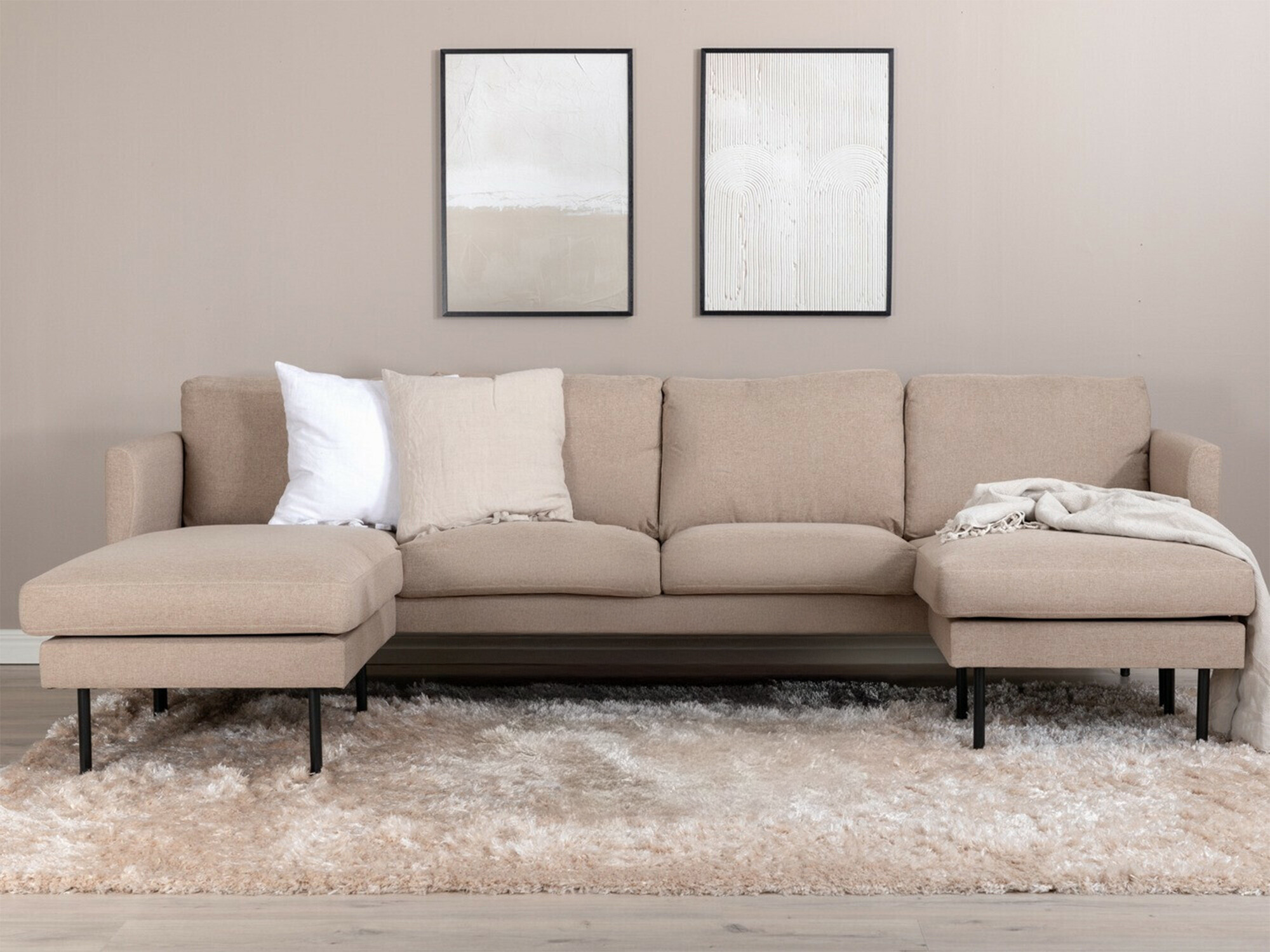 Sofá de canto Fercame 102 (Castanho + Preto)