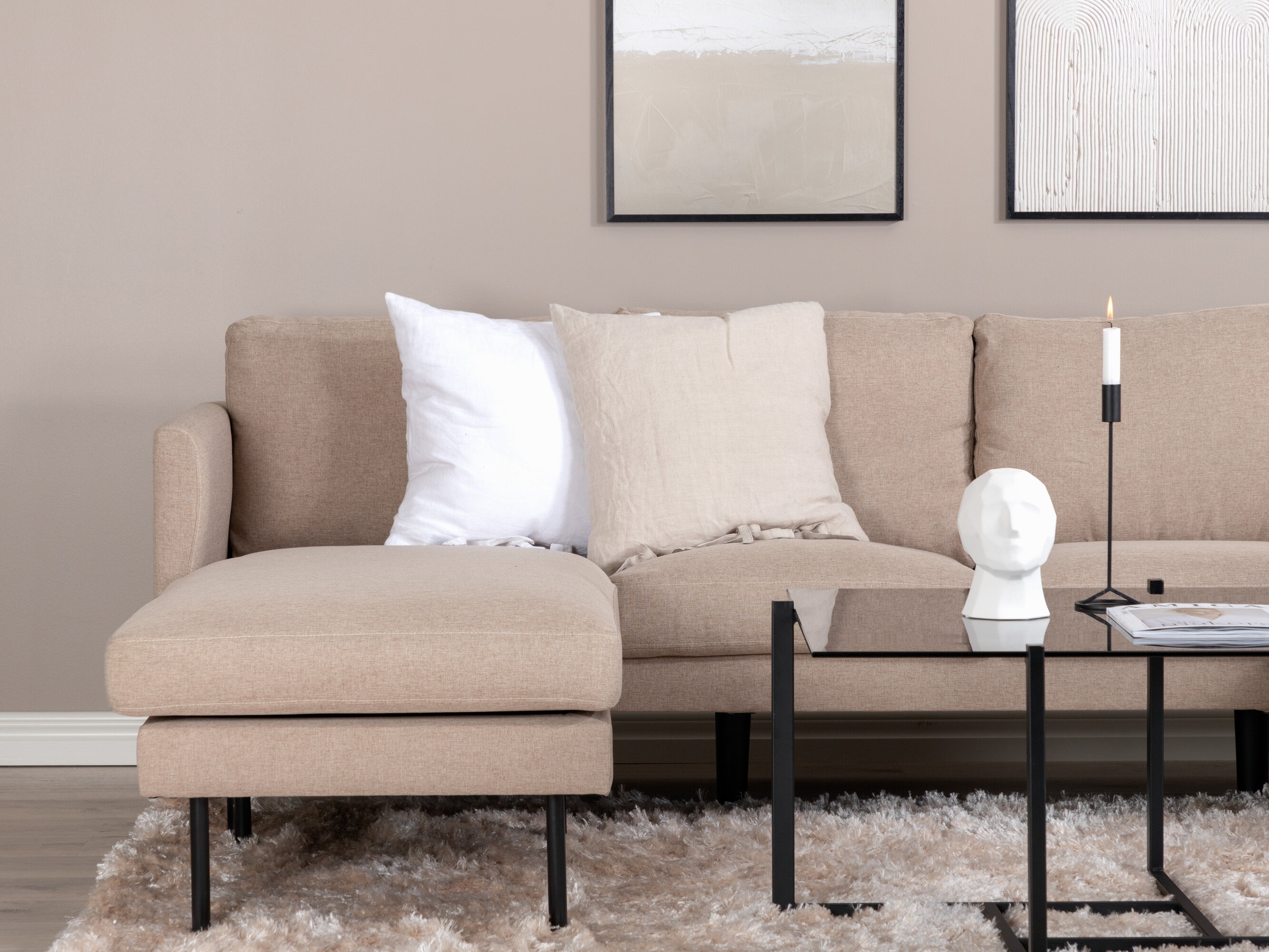 Sofá de canto Fercame 102 (Castanho + Preto)