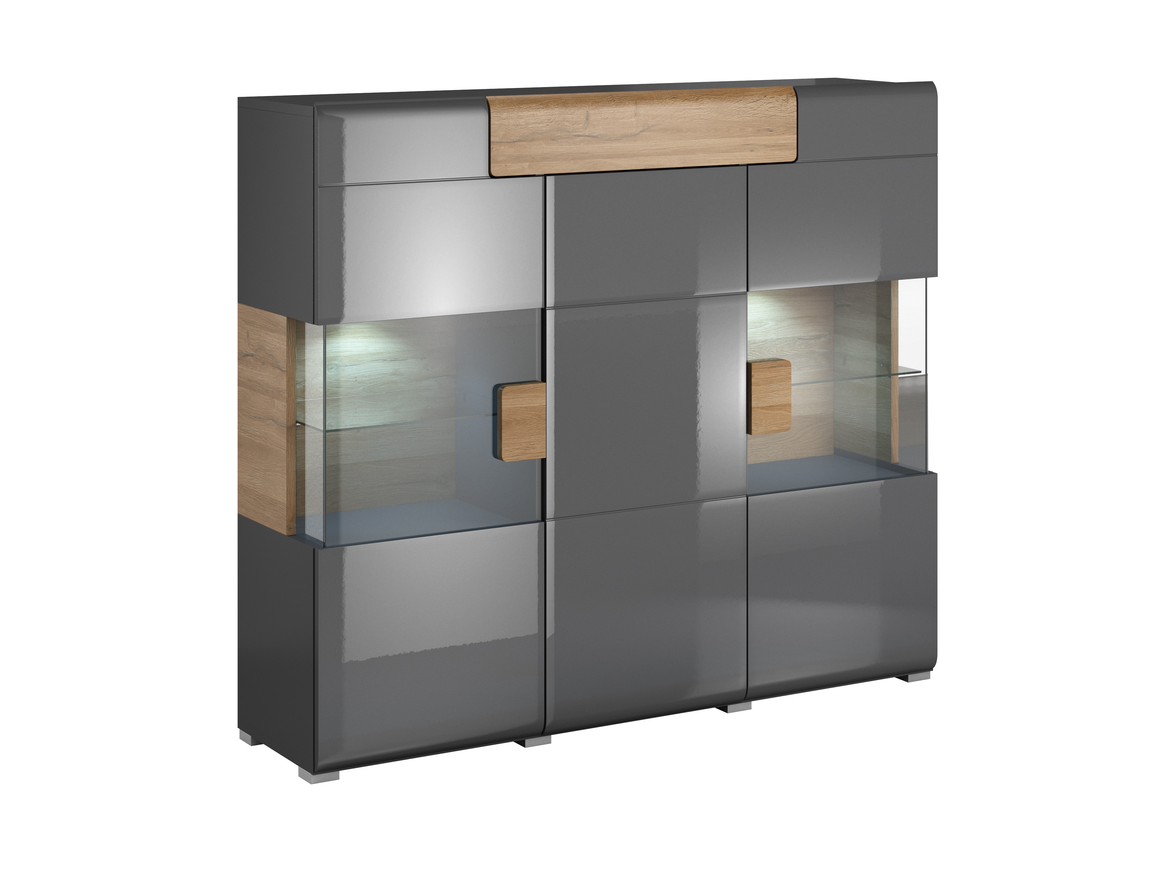 Aparador Torsone 100 (Antracite + Gloss antracite + Carvalho Grandson)