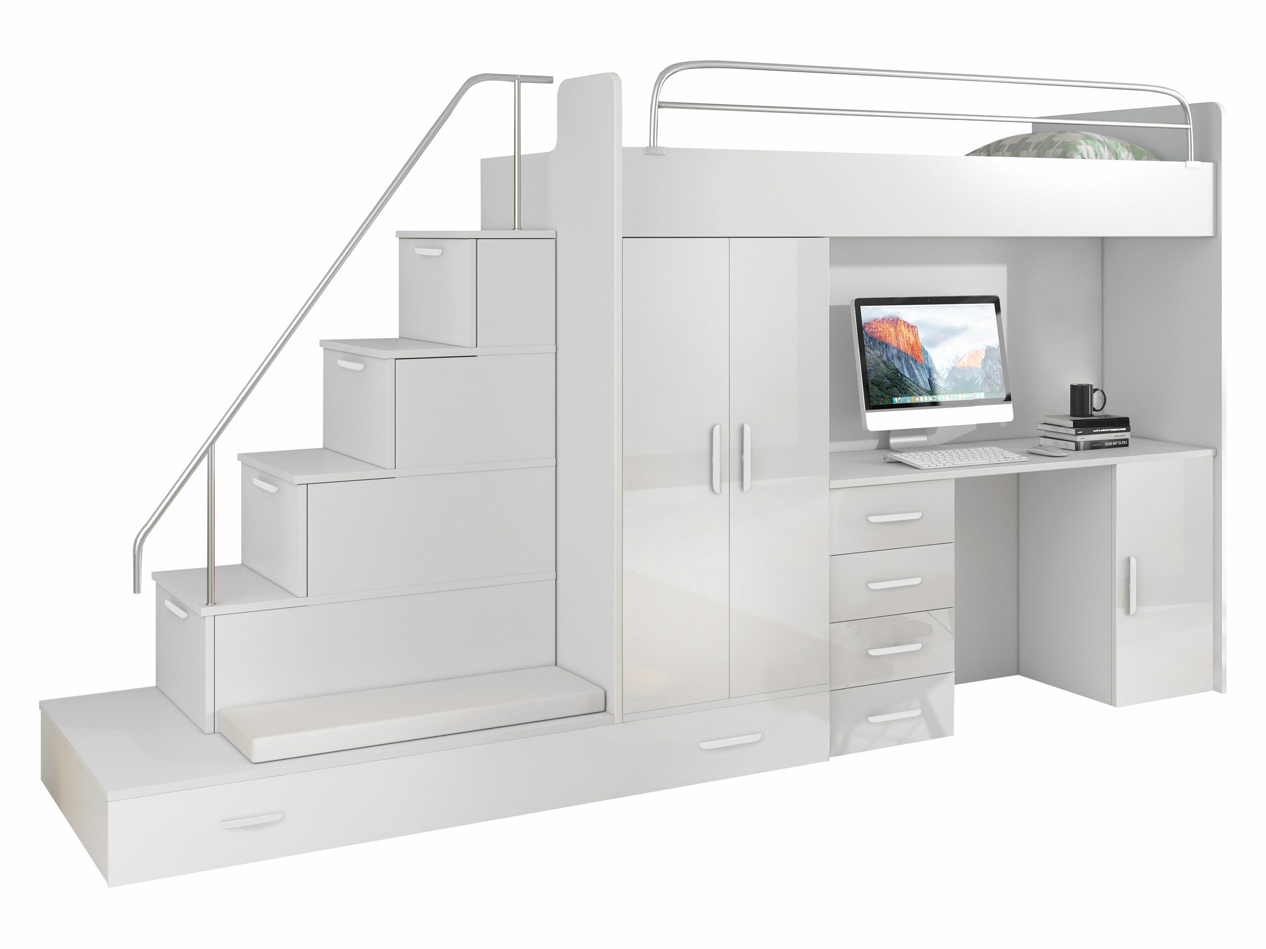 Conjuntos para quartos de criança Campus I (Branco + Branco brilhante)