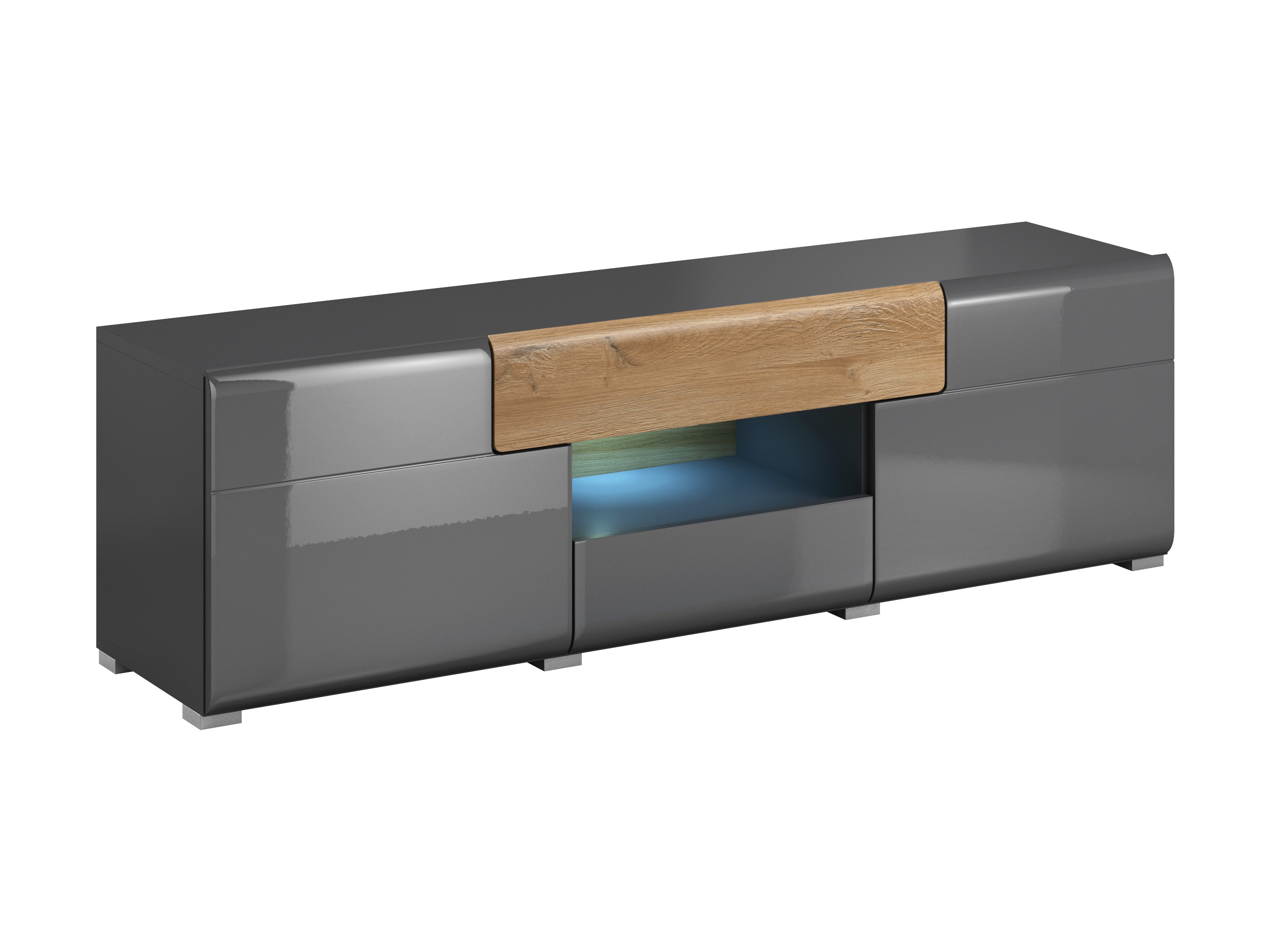 Móvel de TV Torsone 101 (Antracite + Gloss antracite + Carvalho Grandson)