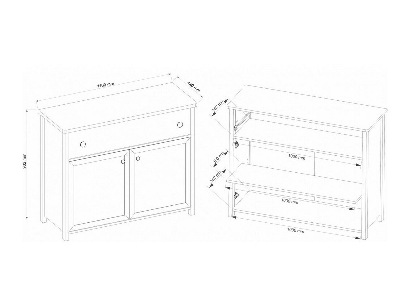 Cómoda Romelbo 150 (Bege + Carvalho)