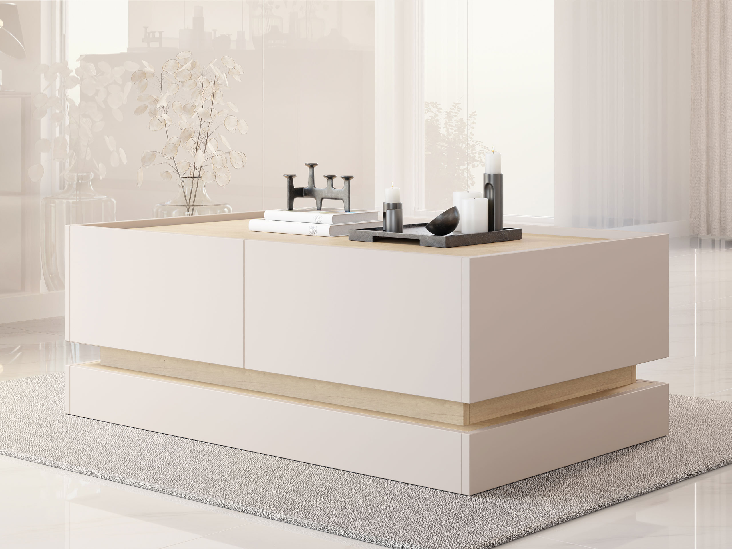 Mesa de centro Comfivo Tilia (Caxemira + Carvalho)