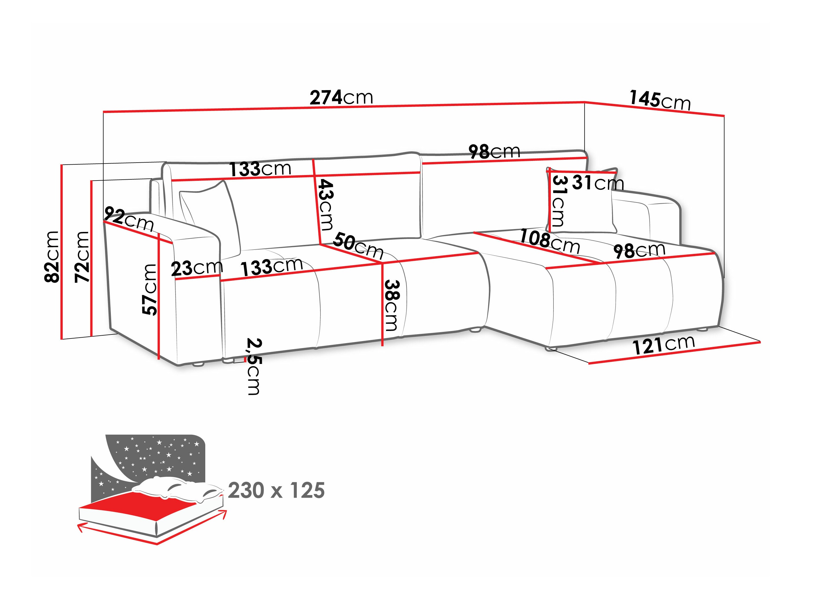 Sofá de canto Comfivo Laurus I (Coral 50)