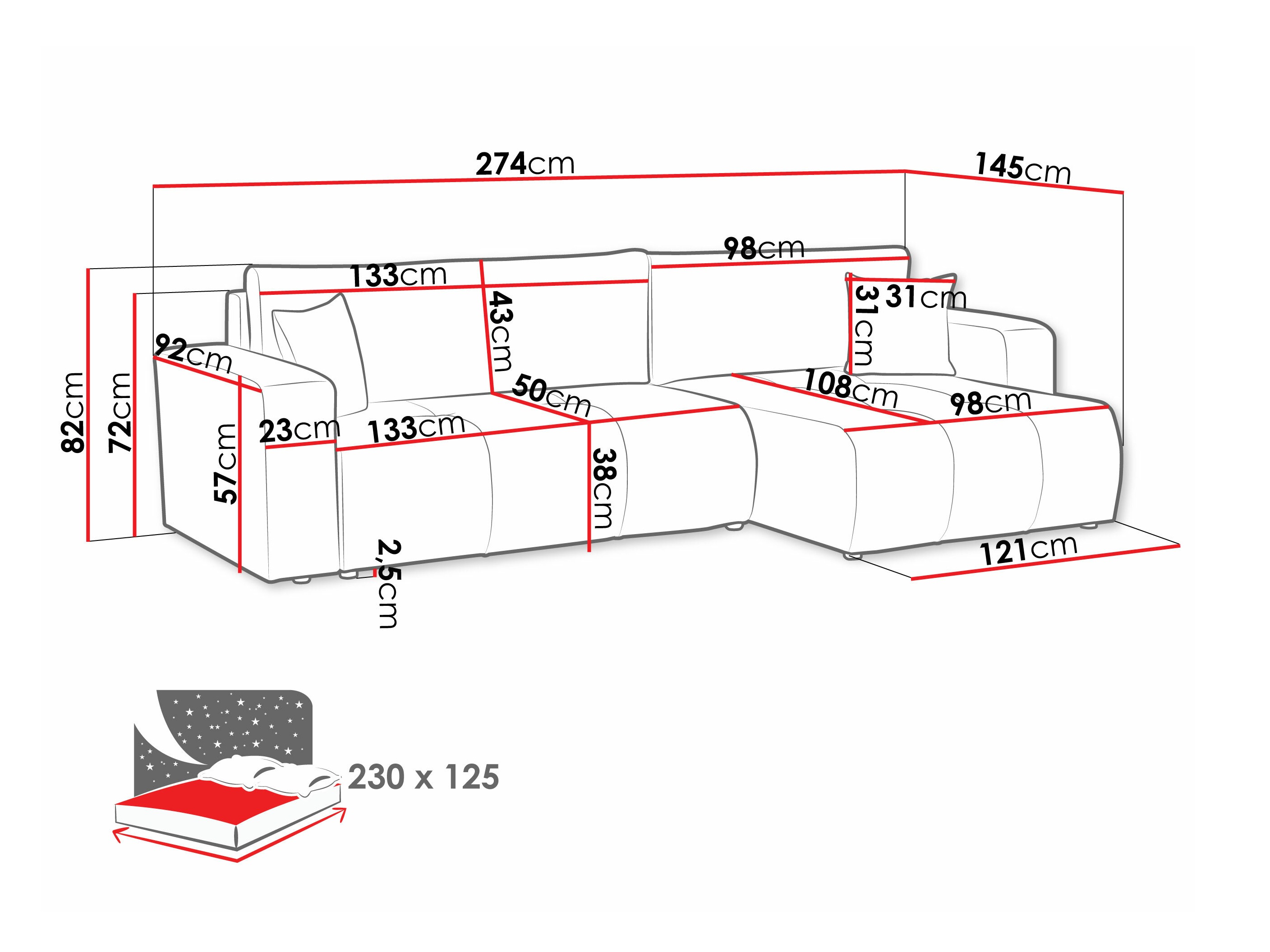 Sofá de canto Comfivo Laurus I (Coral 55)