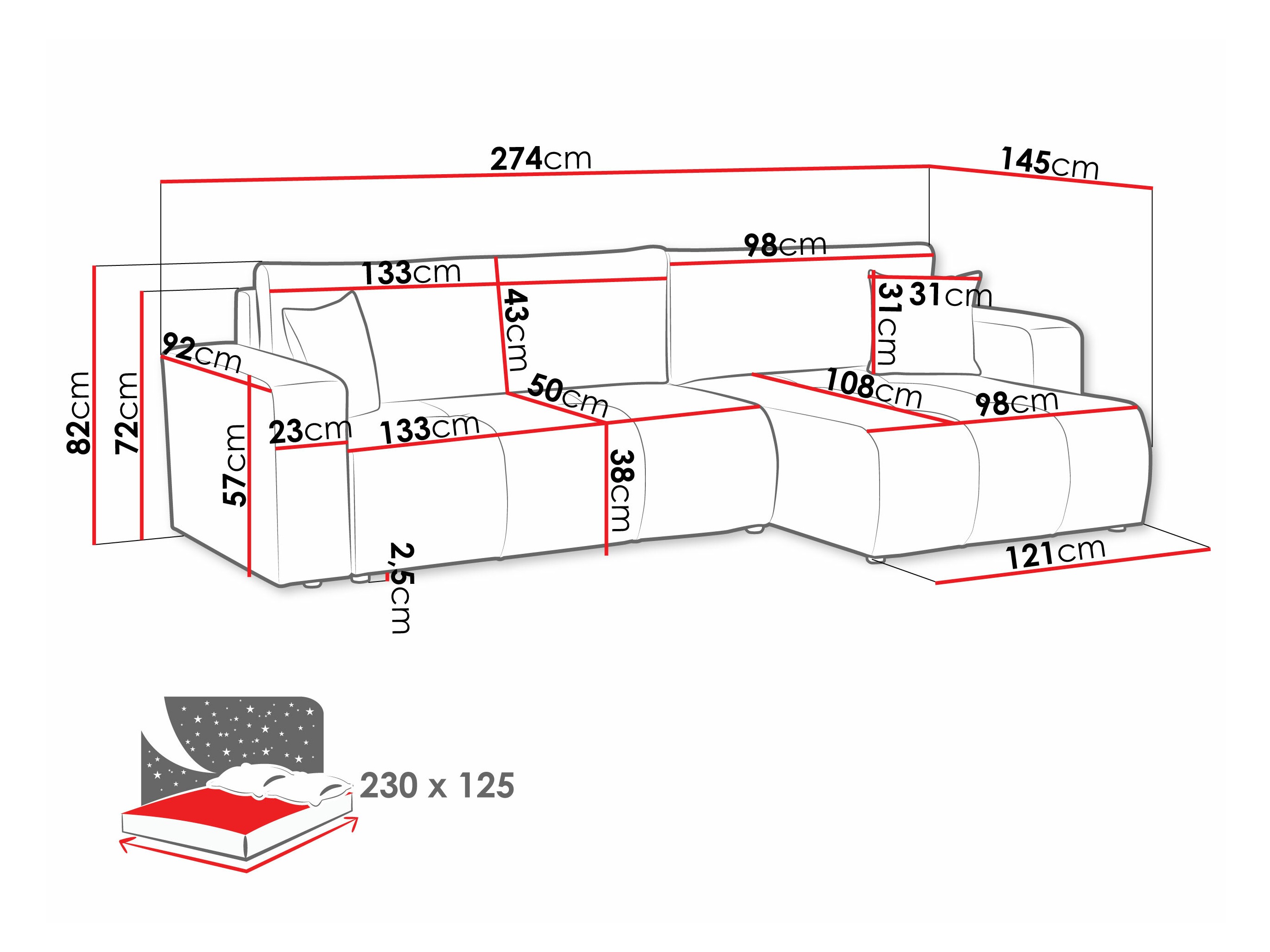 Sofá de canto Comfivo Laurus I (Coral 75)