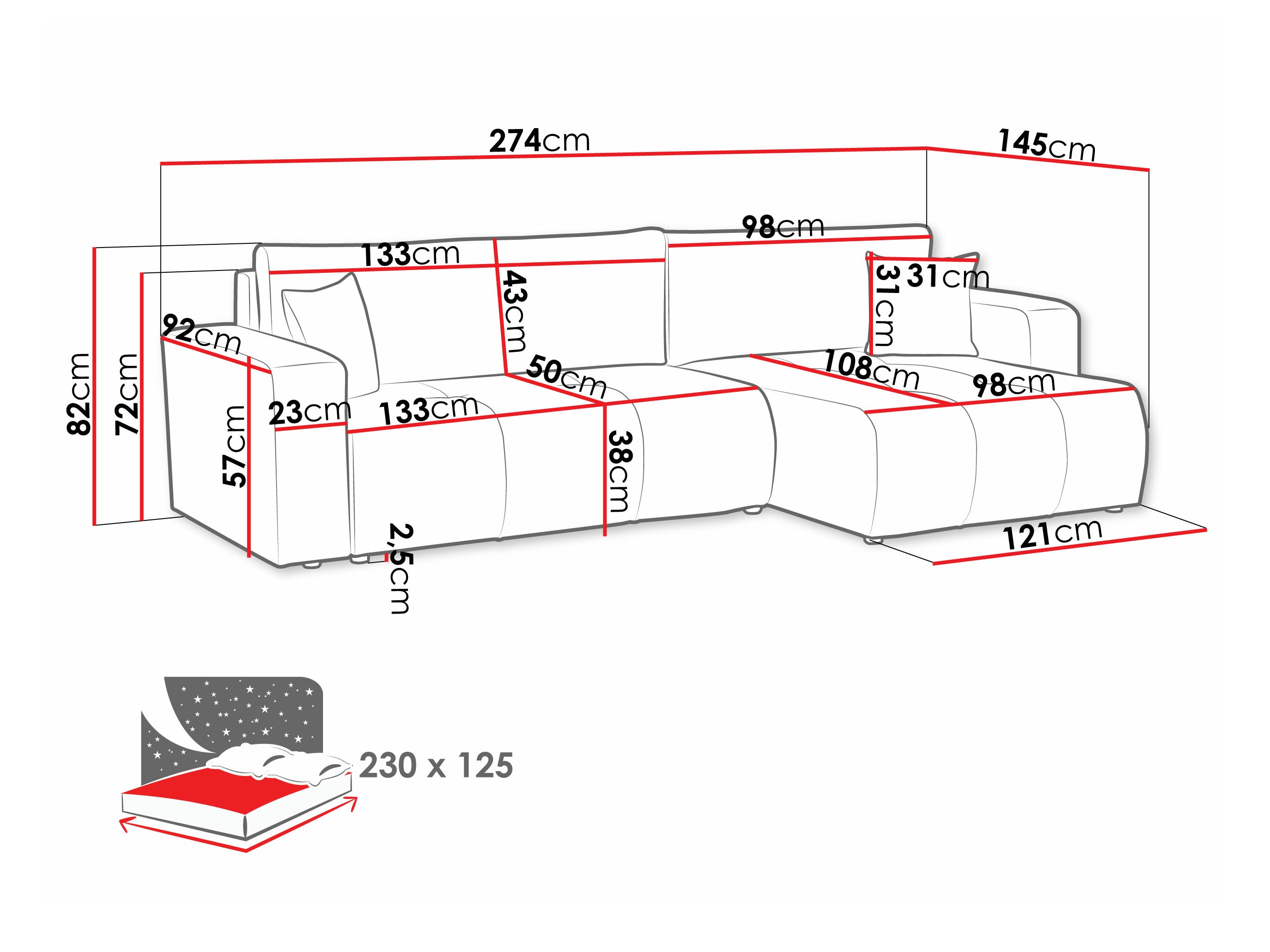 Sofá de canto Comfivo Laurus I (Coral 80)