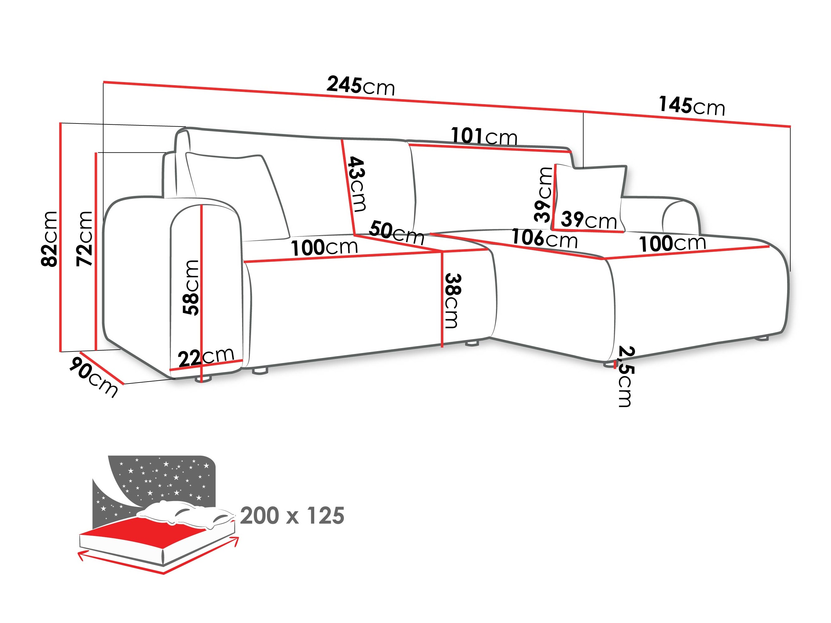 Sofá de canto Luxum (Taro 01)