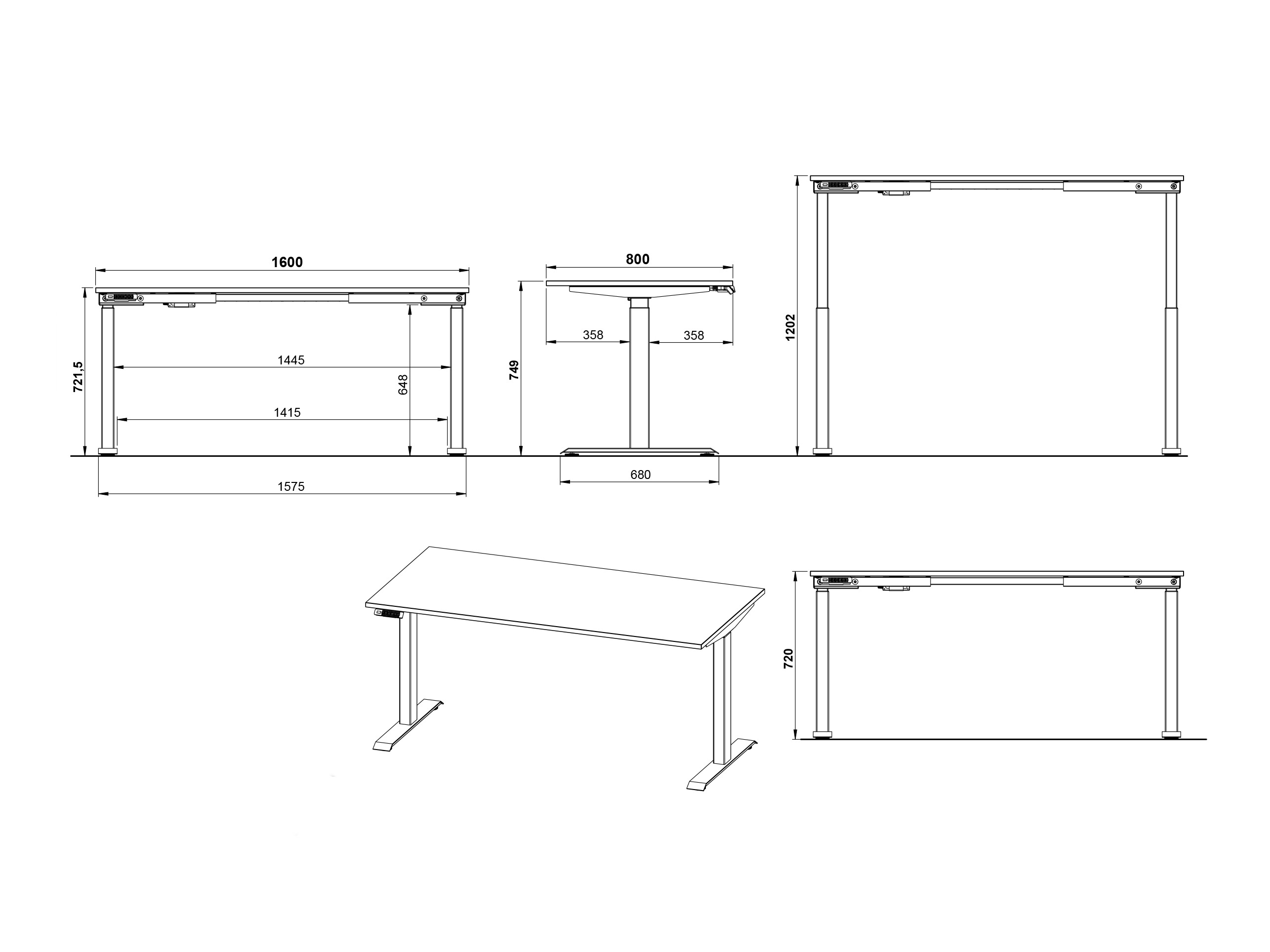 Secretária de trabalho com altura ajustável Elbcali 101