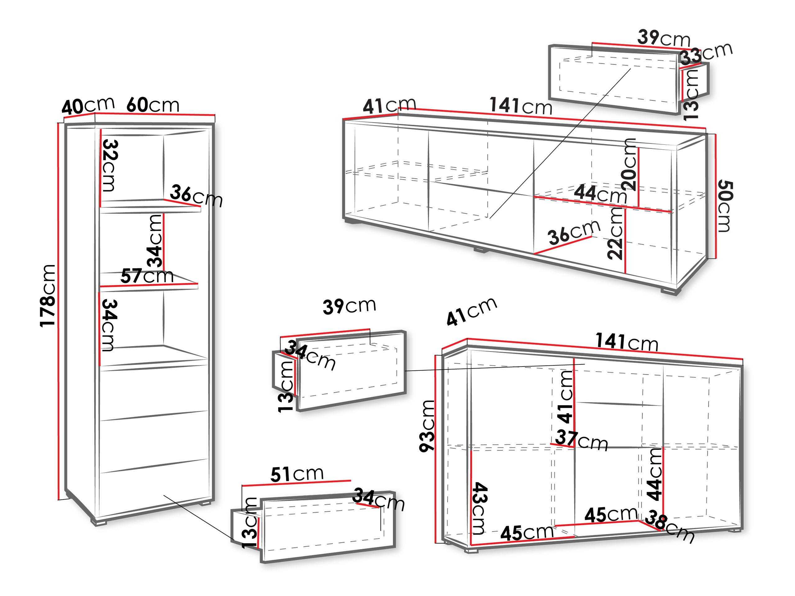 Conjunto para sala de estar Comfivo Tutela III (Branco)