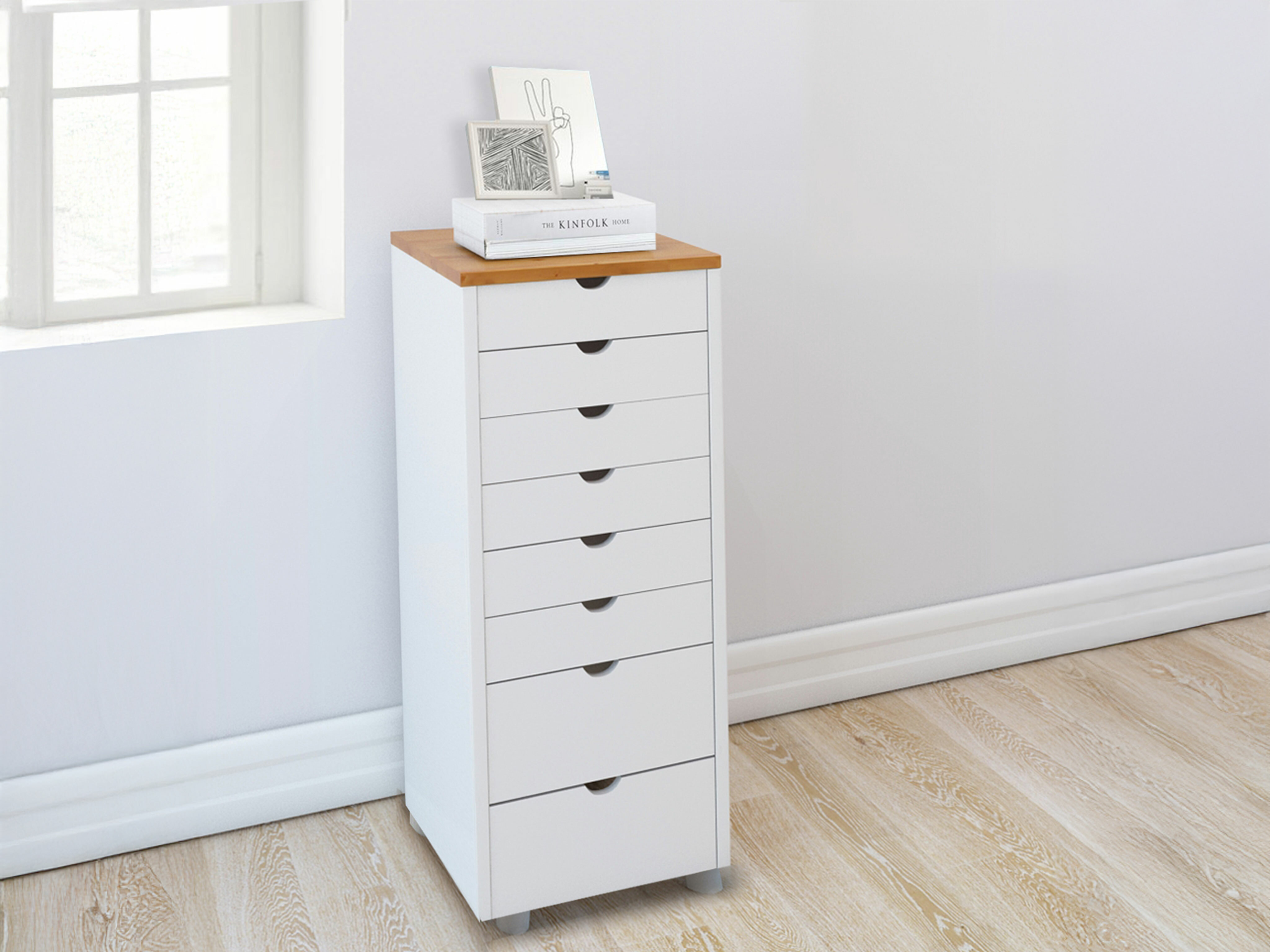 Cómoda Denton 138 (Branco + Madeira clara)