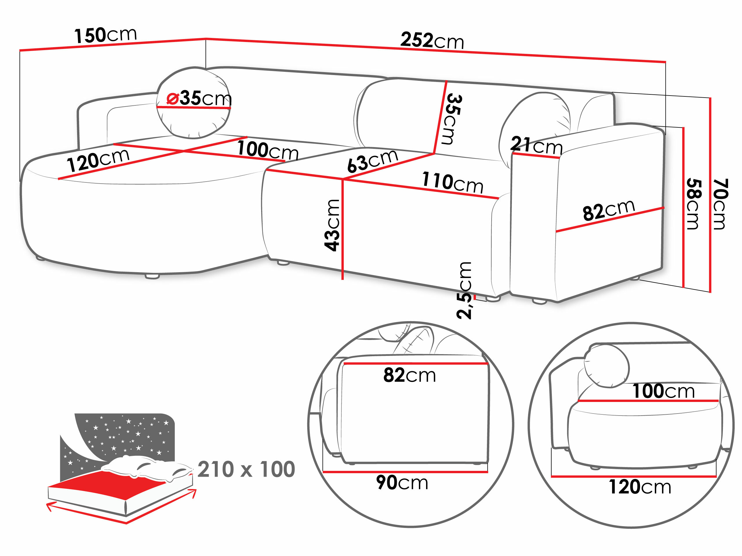 Sofá de canto Comfivo Corus (Velo 623)