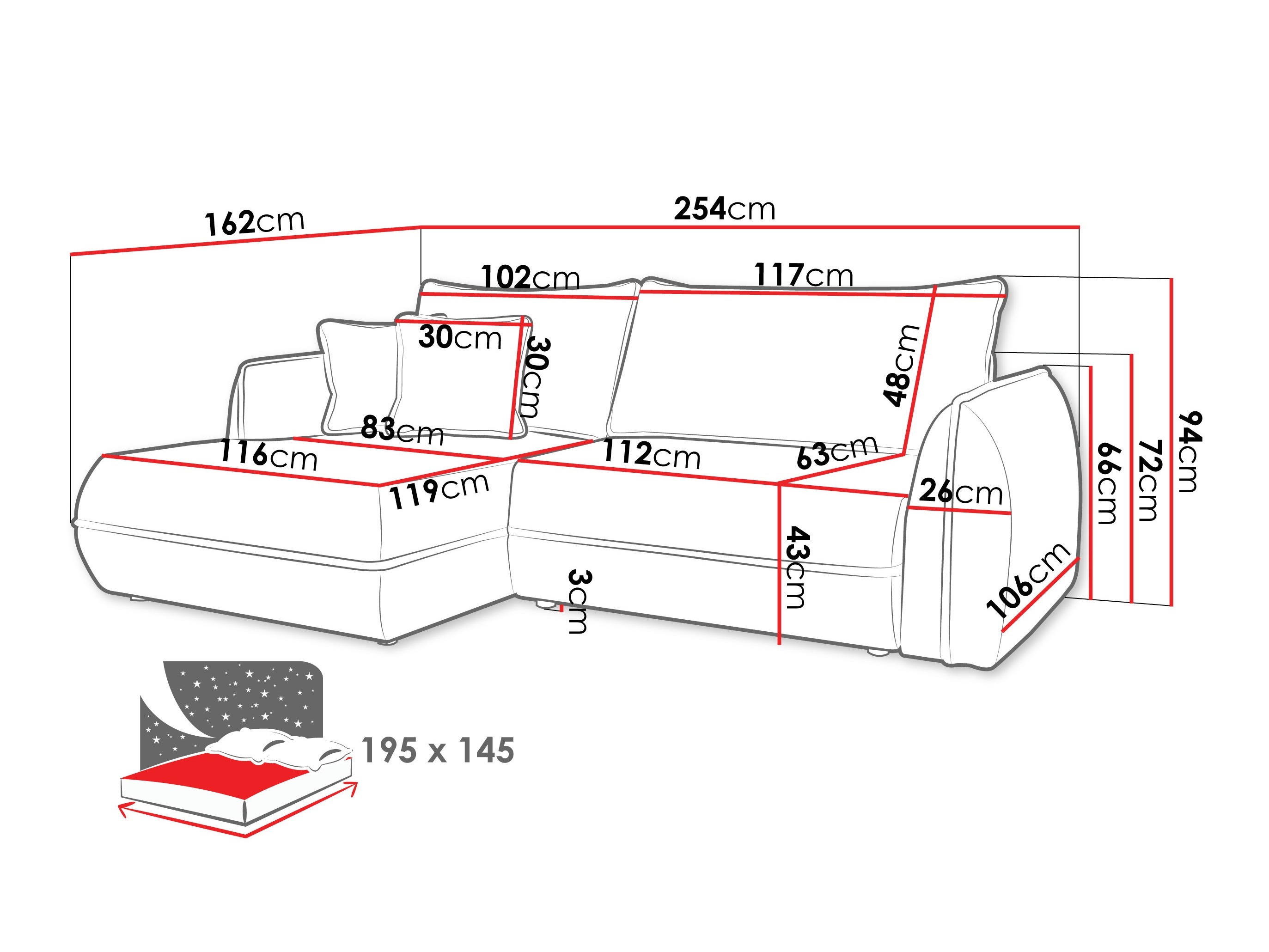 Sofá de canto Kingman 101 (Lima 16)