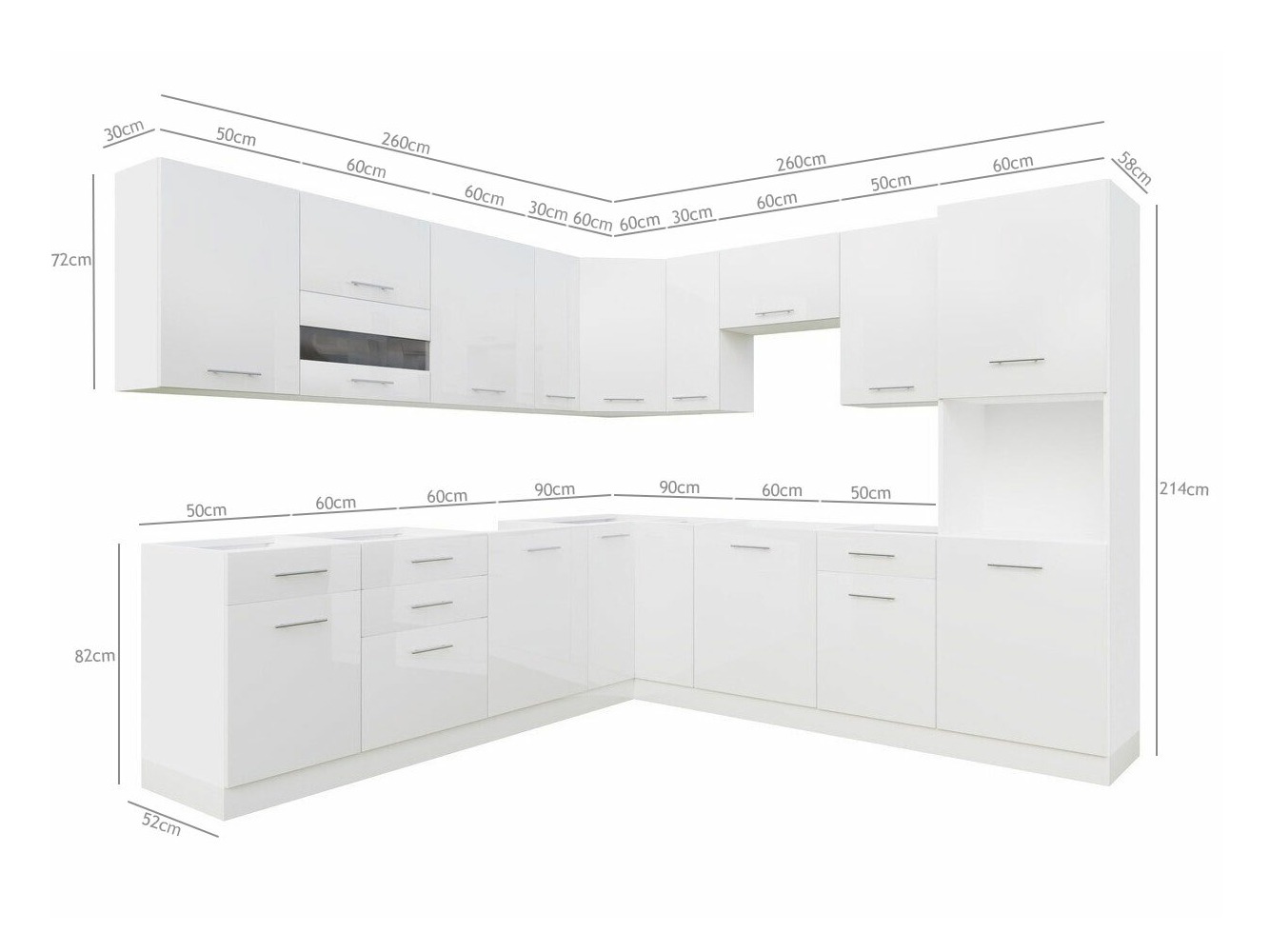 Conjunto de cozinha modular Tiffa White 150