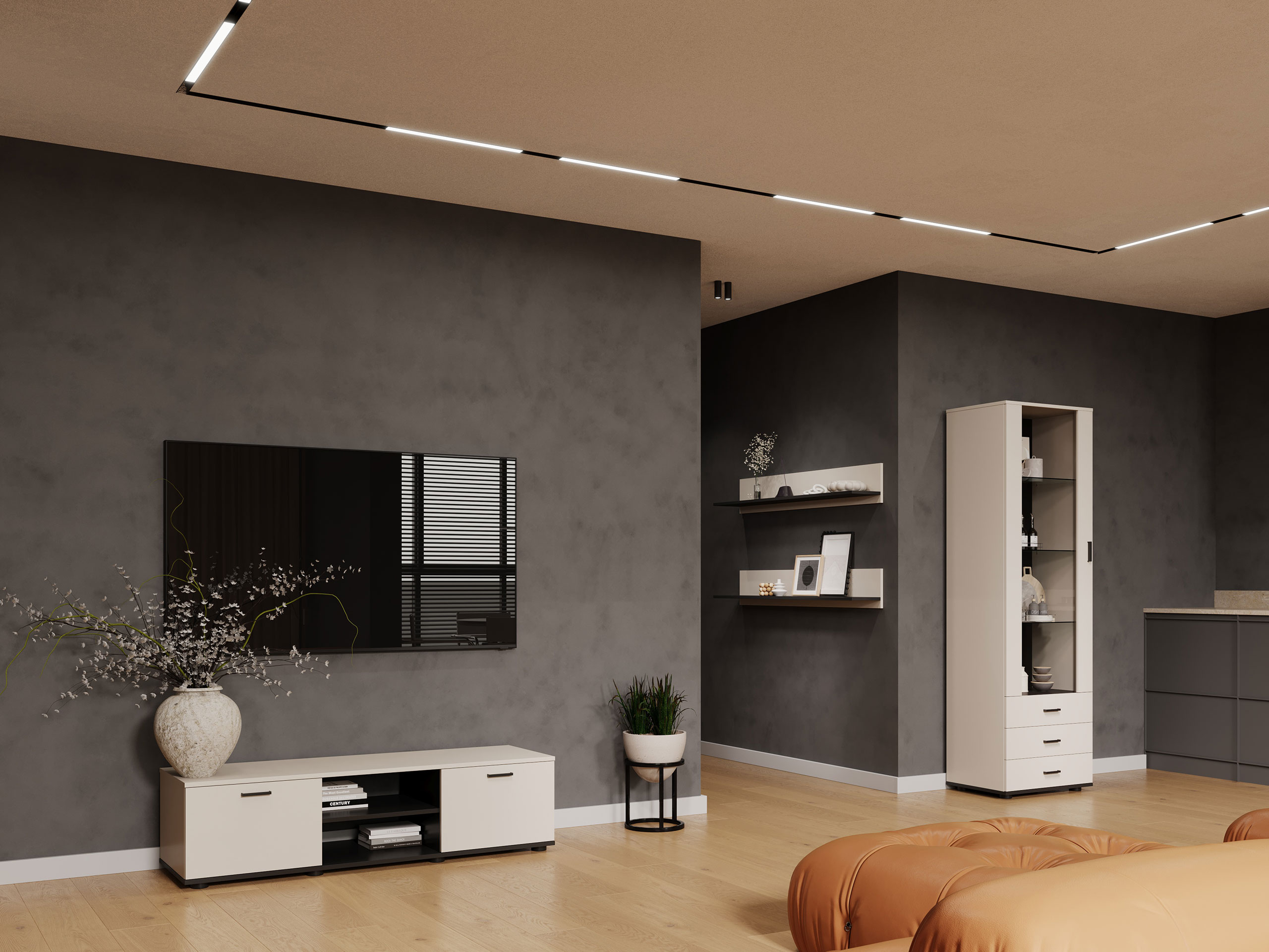 Conjunto para sala de estar Tornola 110 (Caxemira + Preto)