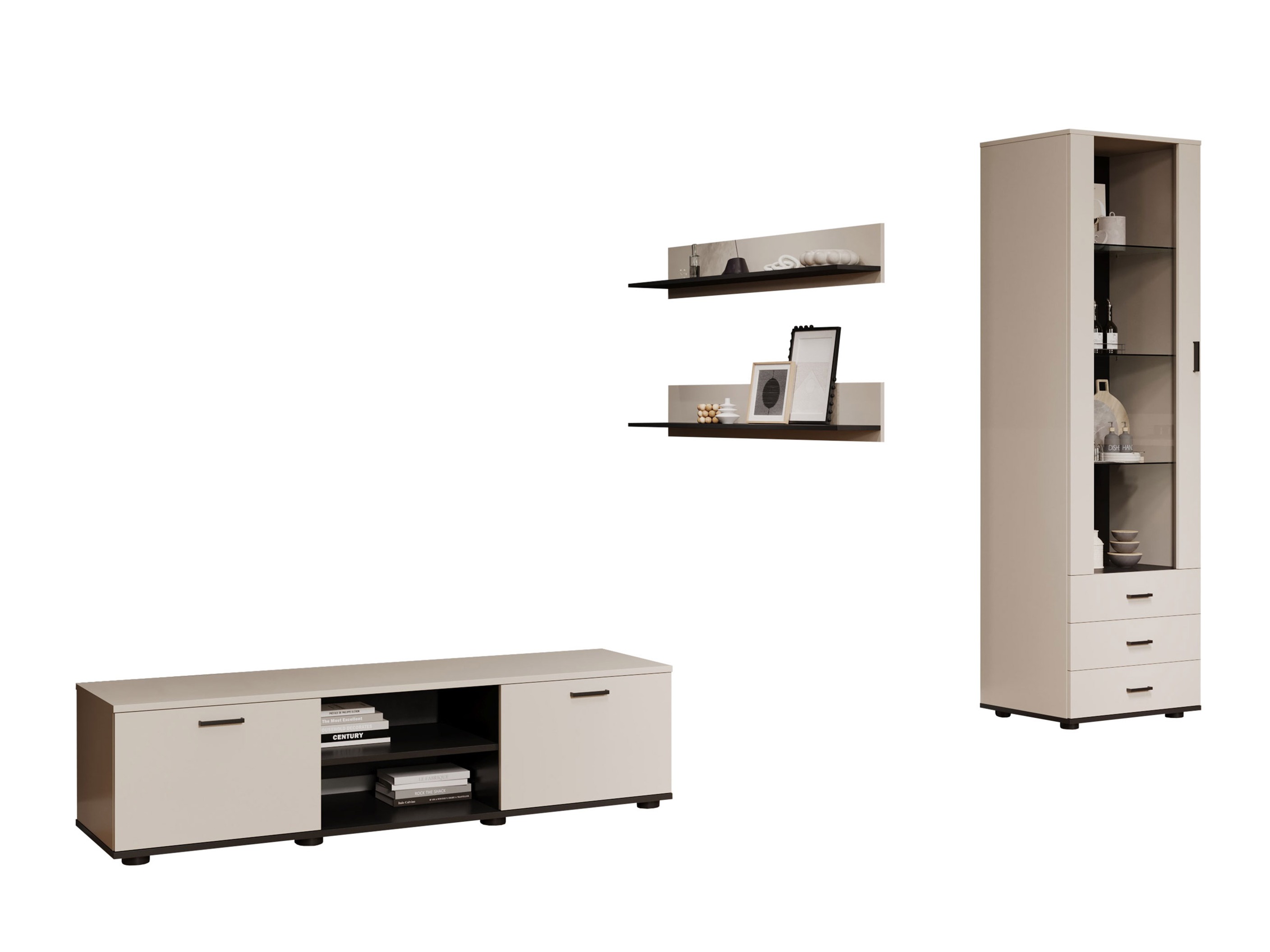 Conjunto para sala de estar Tornola 110 (Caxemira + Preto)