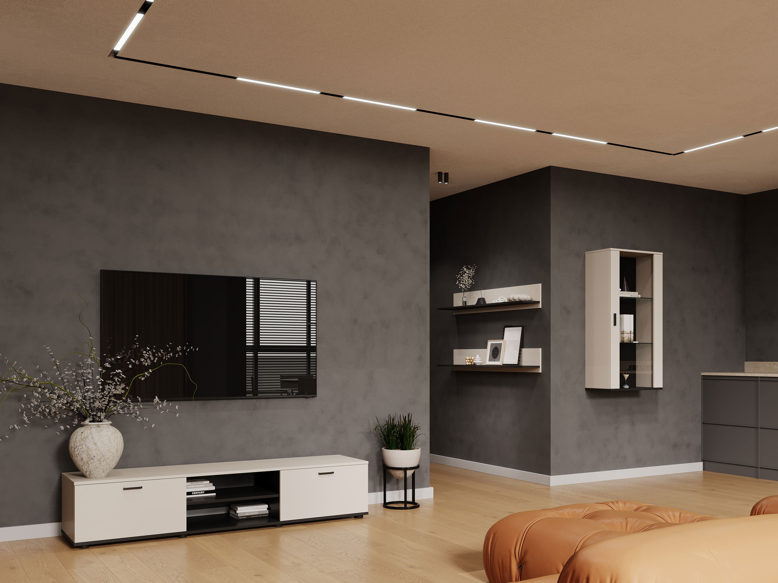 Conjunto para sala de estar Tornola 113 (Caxemira + Preto)