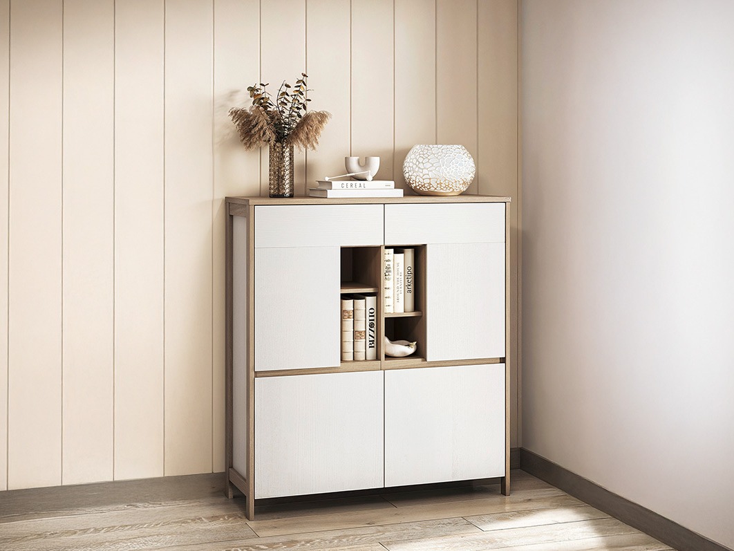 Aparador Fermaru 106 (Branco + Carvalho)